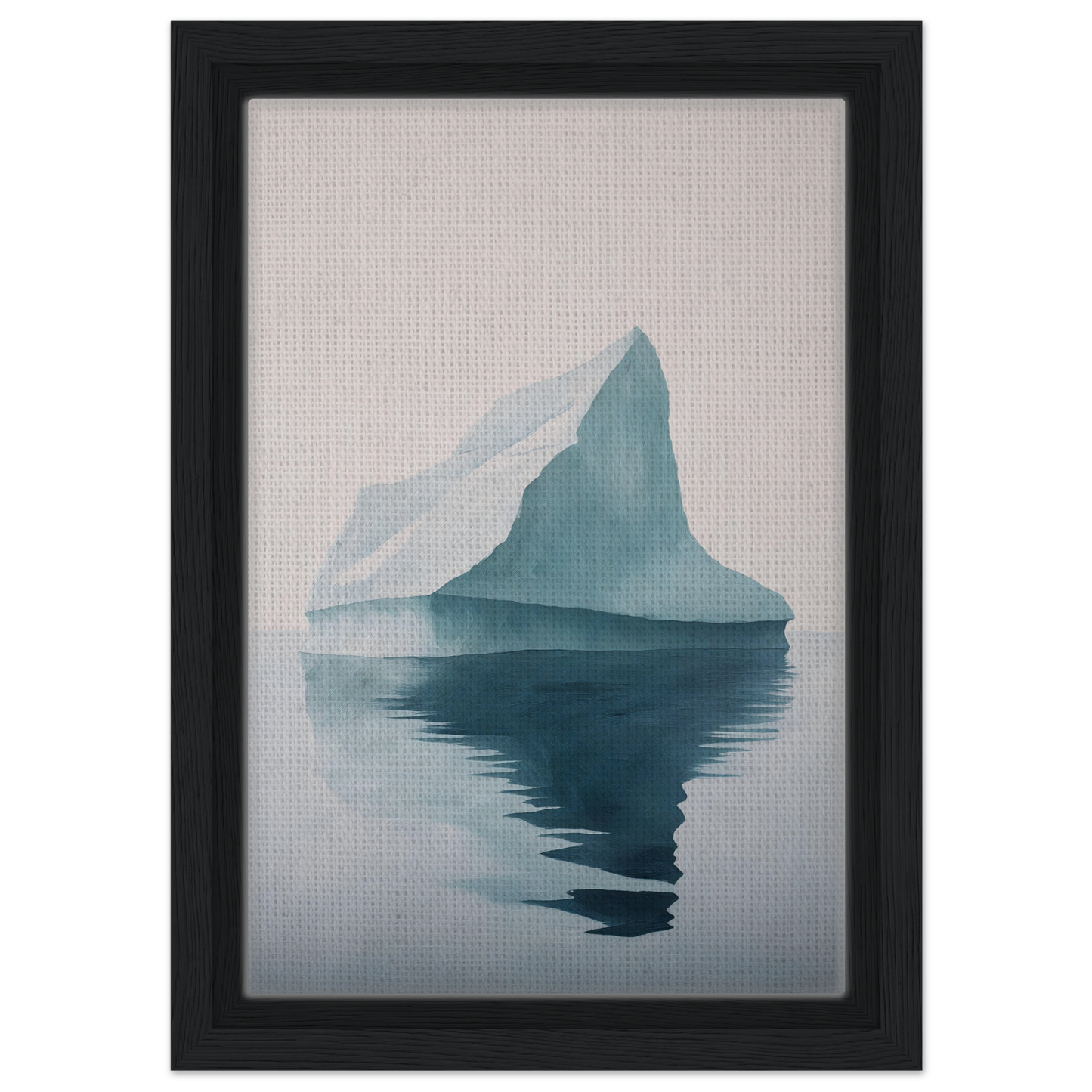 Iceberg Epiphanies framed canvas print featuring a peak reflected in tranquil water