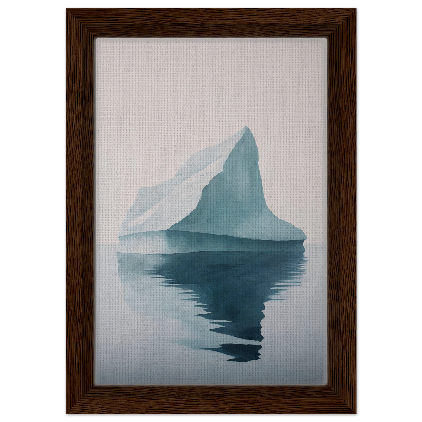 Iceberg reflected in calm water on Iceberg Epiphanies Framed Canvas Print