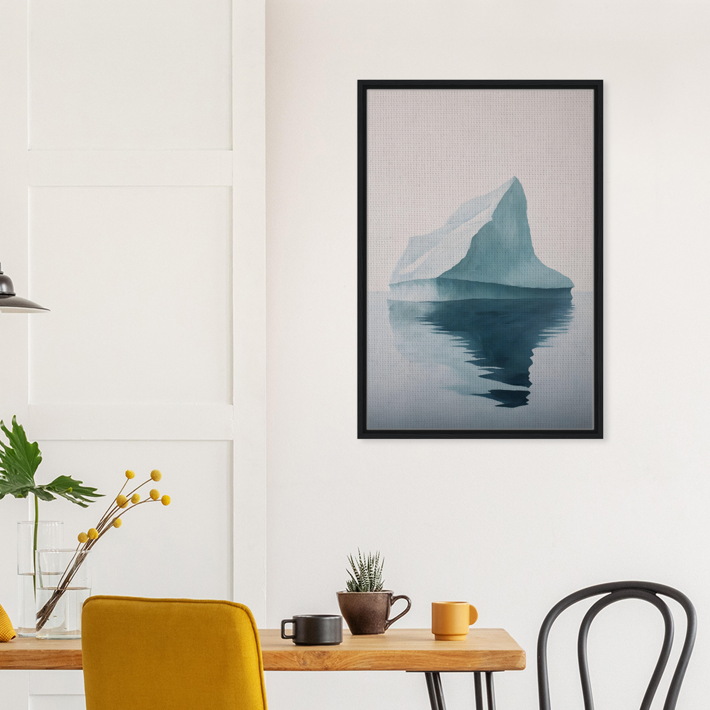Framed canvas print of Iceberg Epiphanies showcasing a solitary iceberg reflection