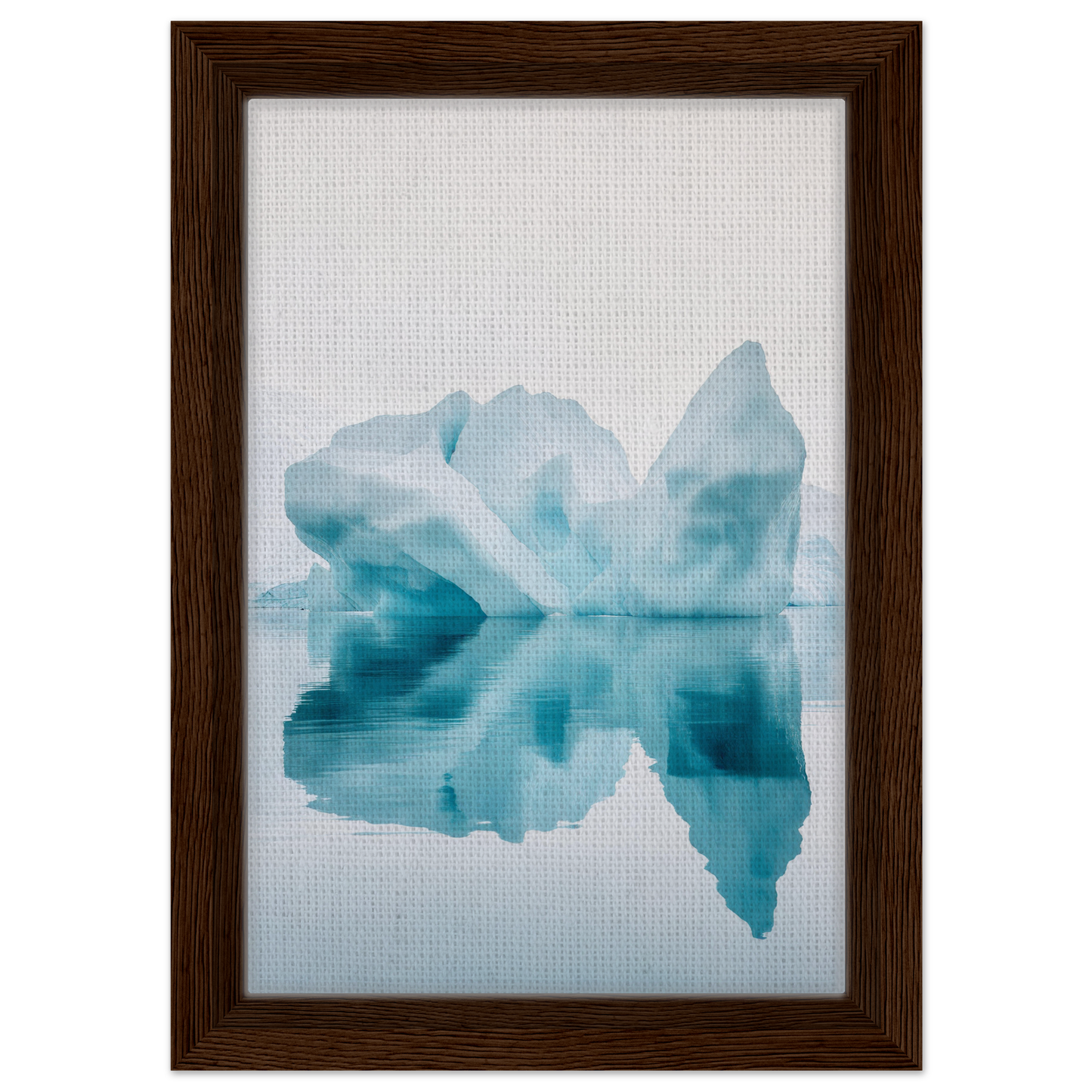 Framed canvas print of Iceberg’s Silent Poem depicting iceberg reflection in calm water