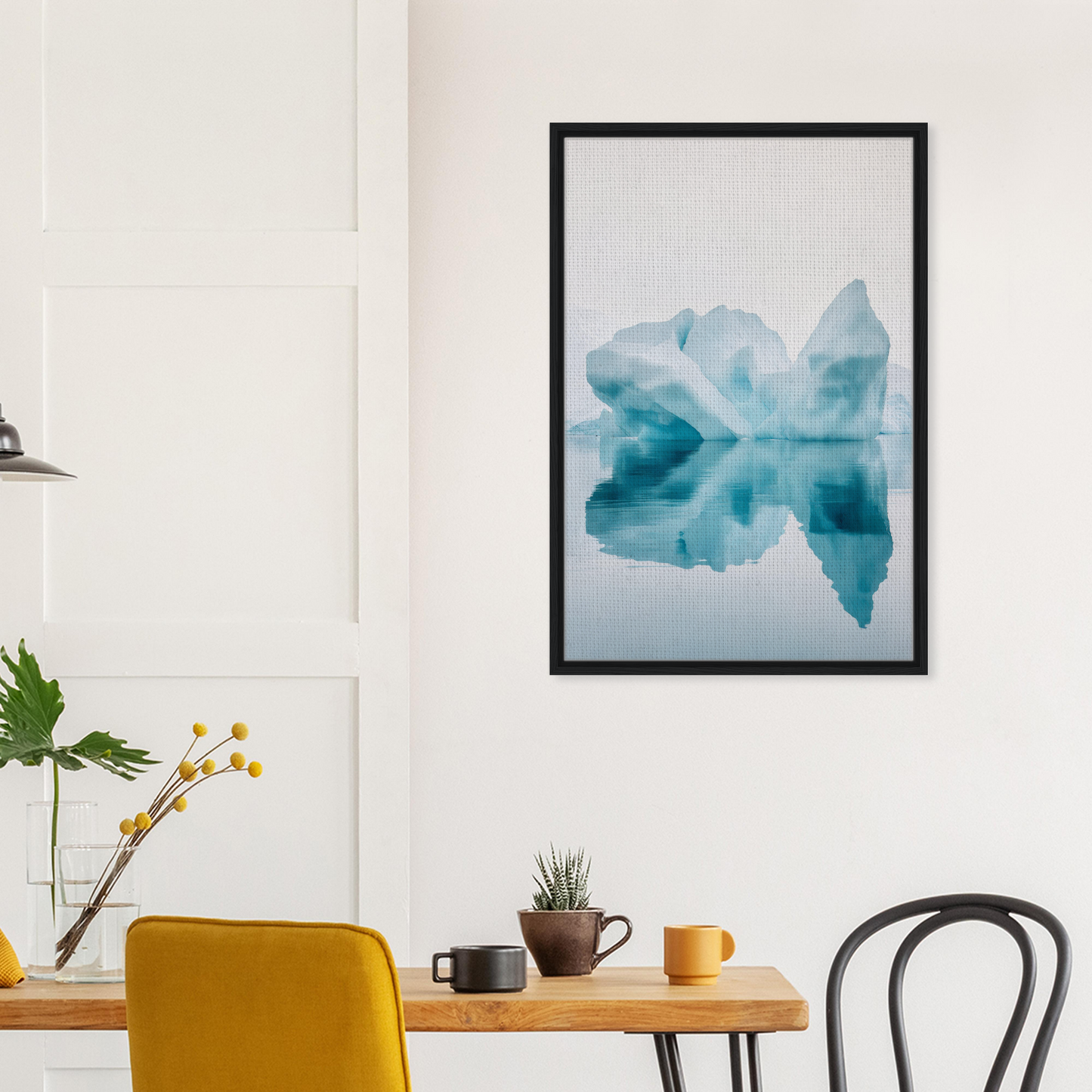 Framed canvas wall art of Iceberg’s Silent Poem in tranquil blue and white hues