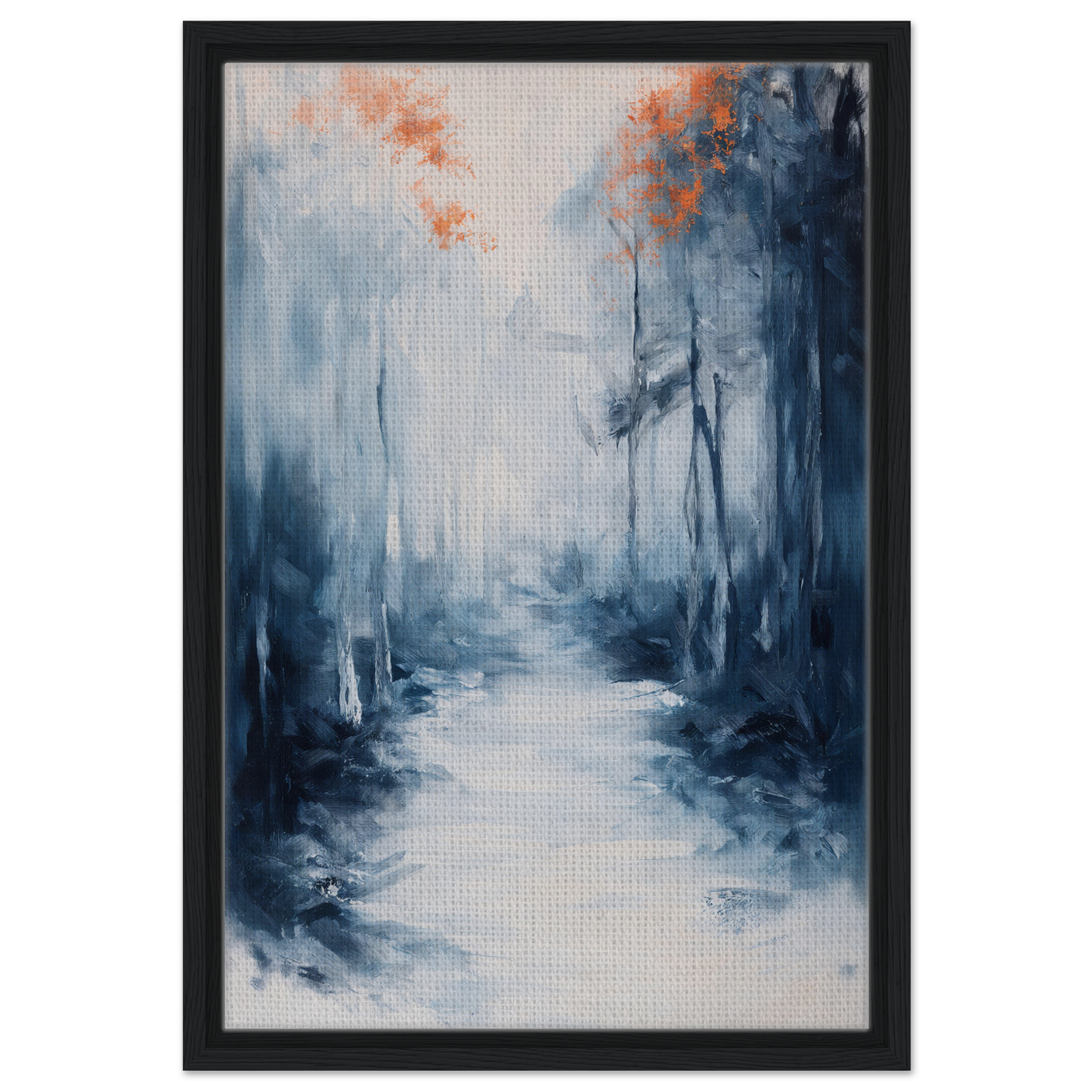 Abstract painting of a misty forest path with a stream for Journey Kaleidoscope Dawn