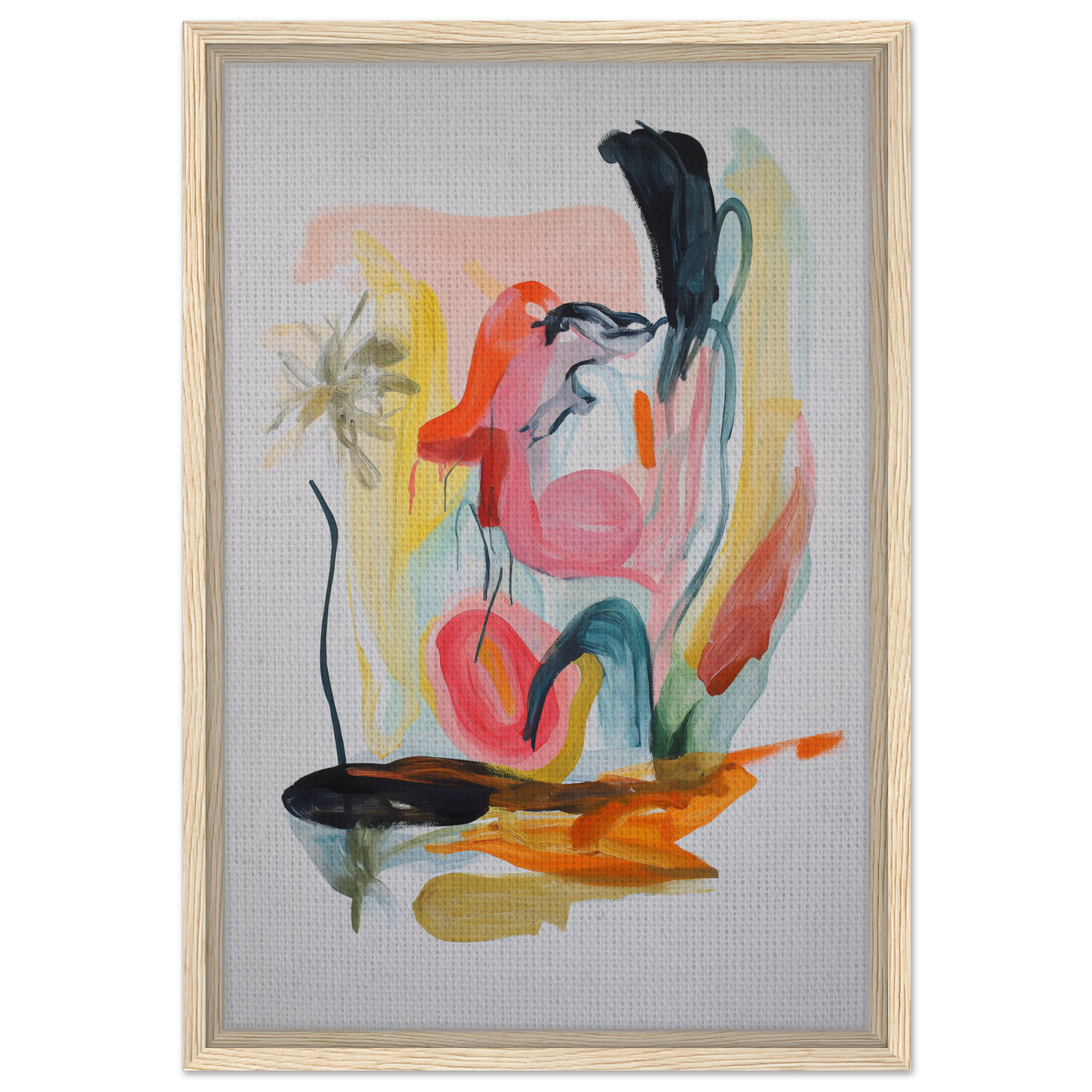 Abstract painting in Kaleidoscope’s Thought Symphony, colorful fluid shapes on a framed canvas print