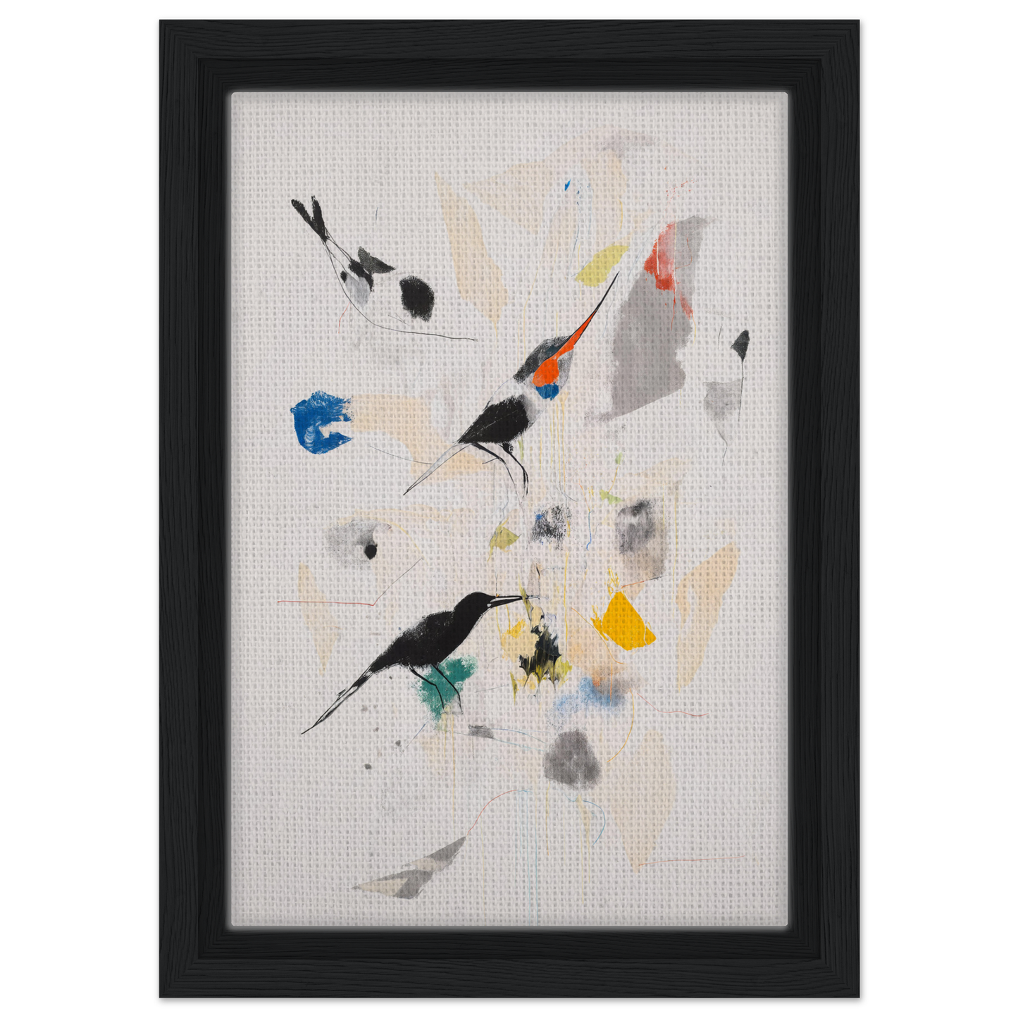 Abstract painting with colorful shapes in a minimalist style for Kaleidoscopic Flight Symphony