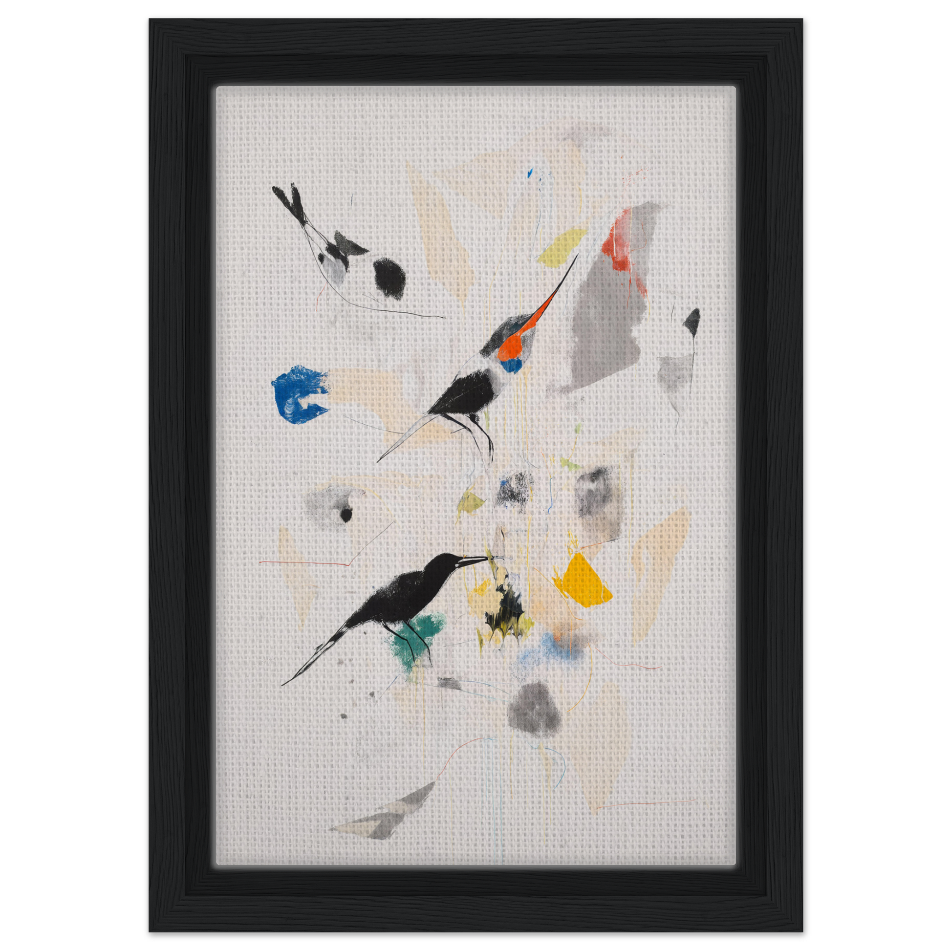 Abstract painting with colorful shapes in a minimalist style for Kaleidoscopic Flight Symphony
