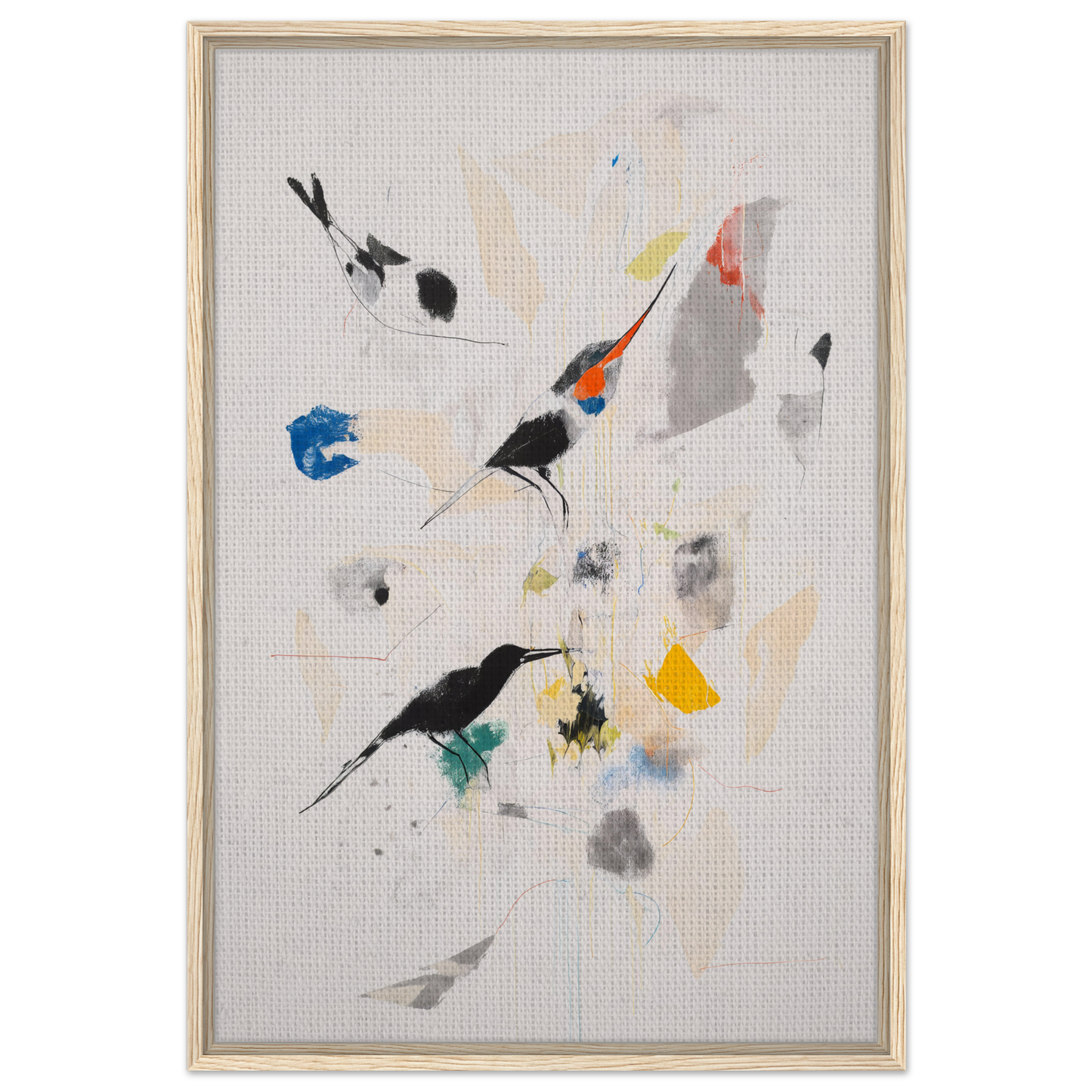 Abstract painting of Kaleidoscopic Flight Symphony with colorful shapes on light background