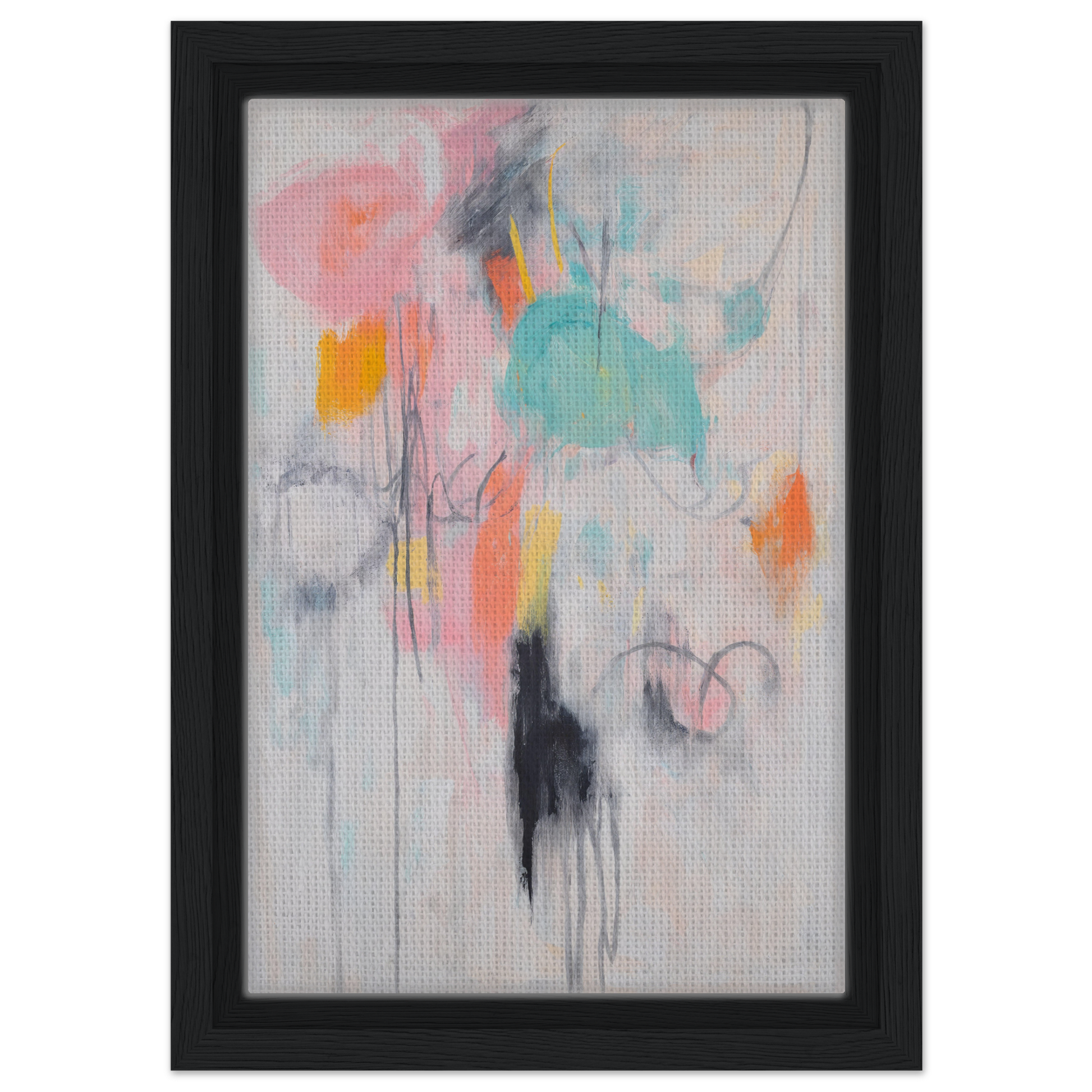 Abstract painting in soft pastels and gestural brushstrokes, framed canvas print Kaleidoscopic Mindscape Awakens