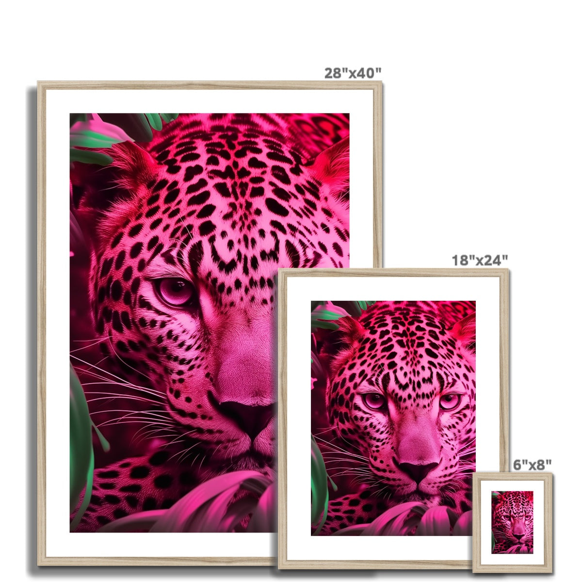 Leopard pink - framed canvas print