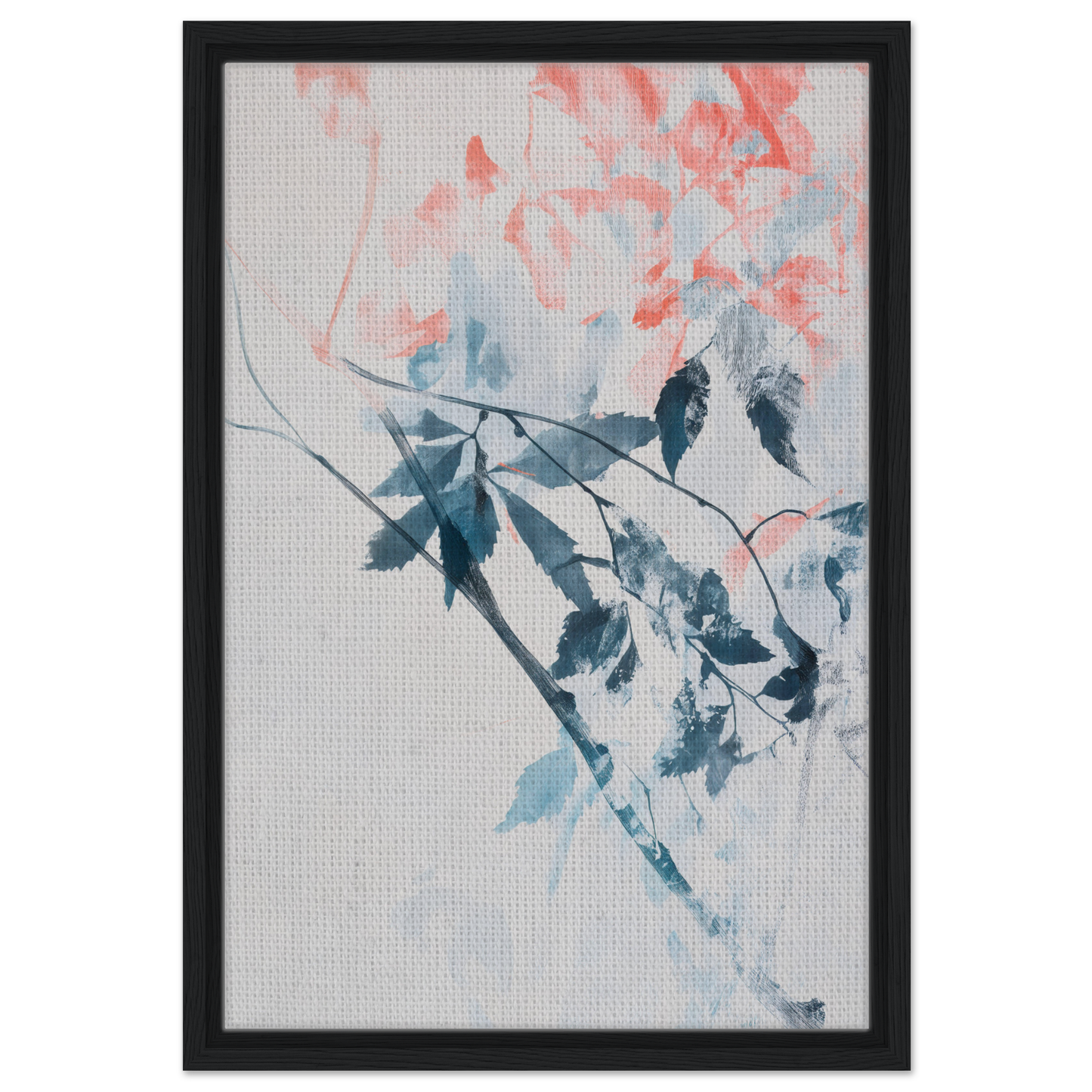 Framed canvas print of Lyrical Autumn Veil with delicate branches and colorful leaves