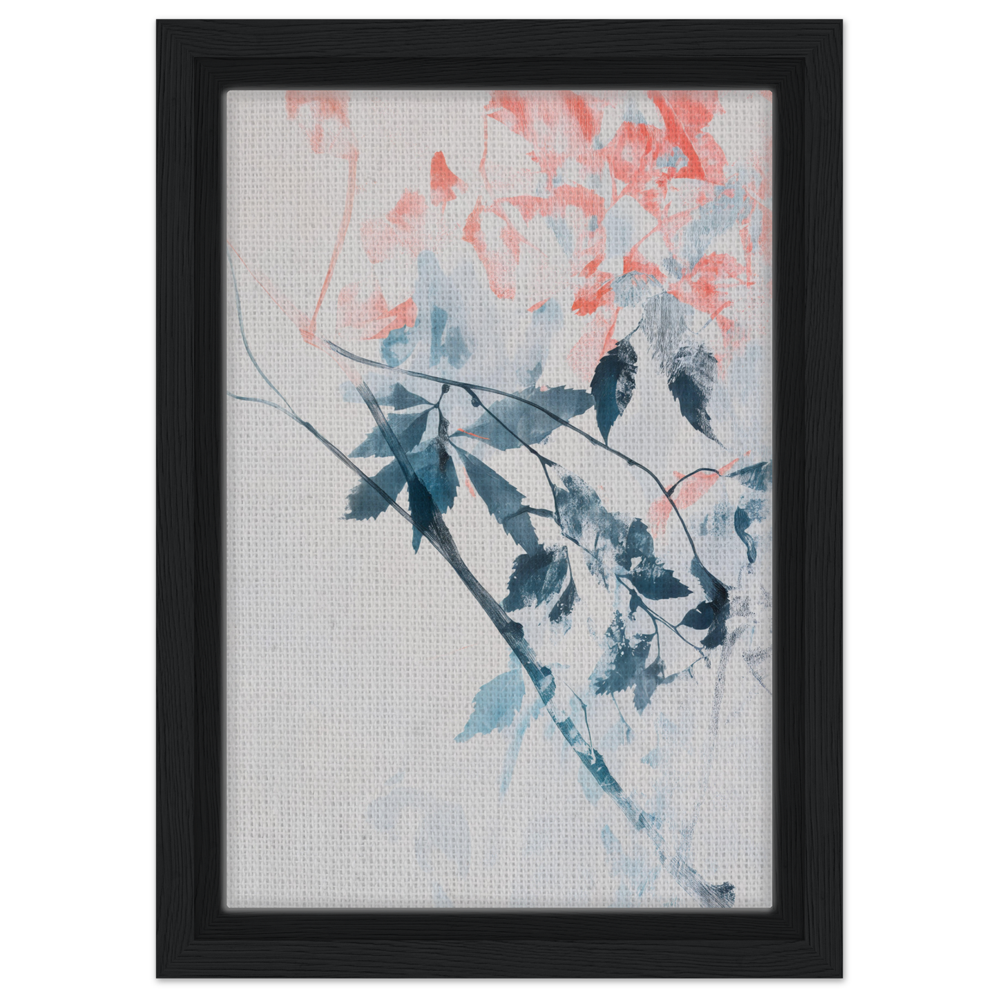 Framed canvas print of delicate tree branches in Lyrical Autumn Veil design
