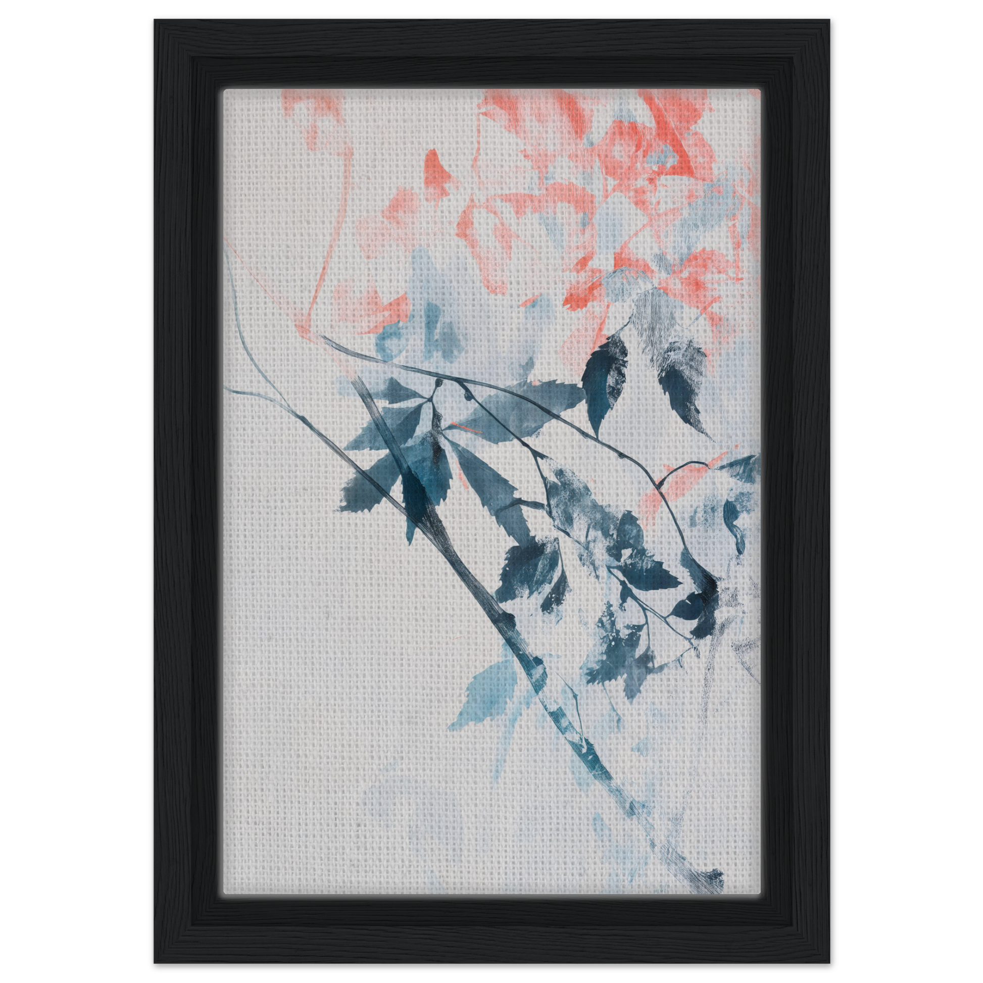 Framed canvas print of delicate tree branches in Lyrical Autumn Veil design