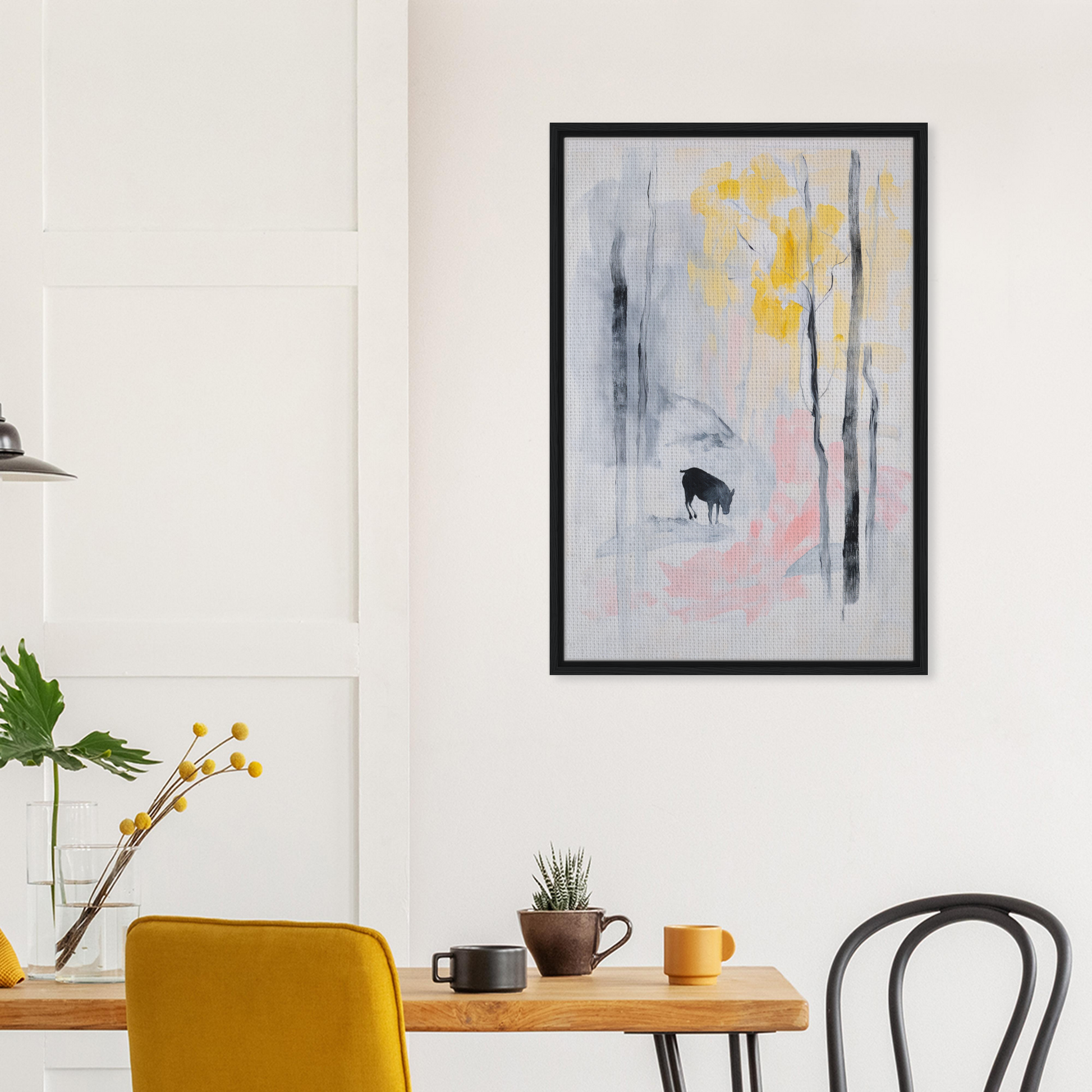 Abstract painting of a goat silhouette in Mindful Goat Reverie for stylish room decor