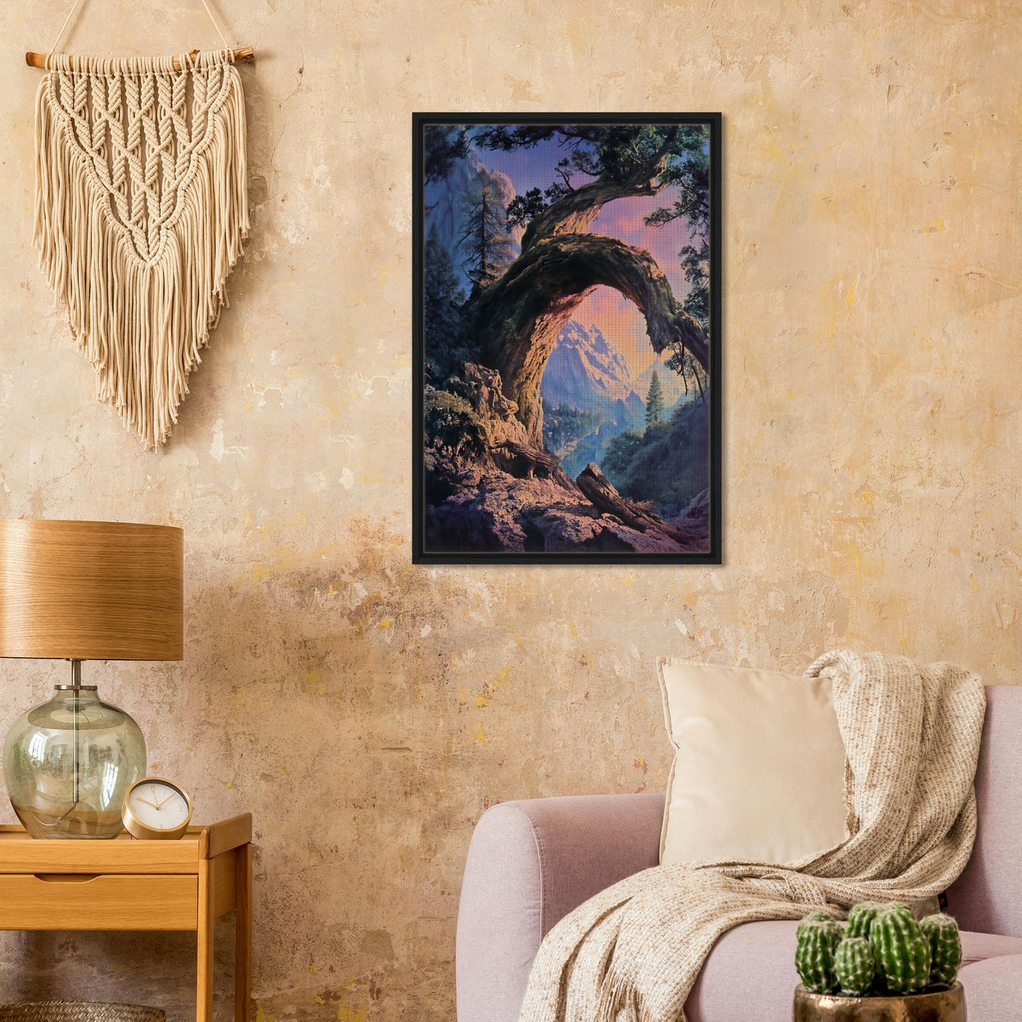Framed canvas print of a Mist Vortex Gateway in a fantastical landscape