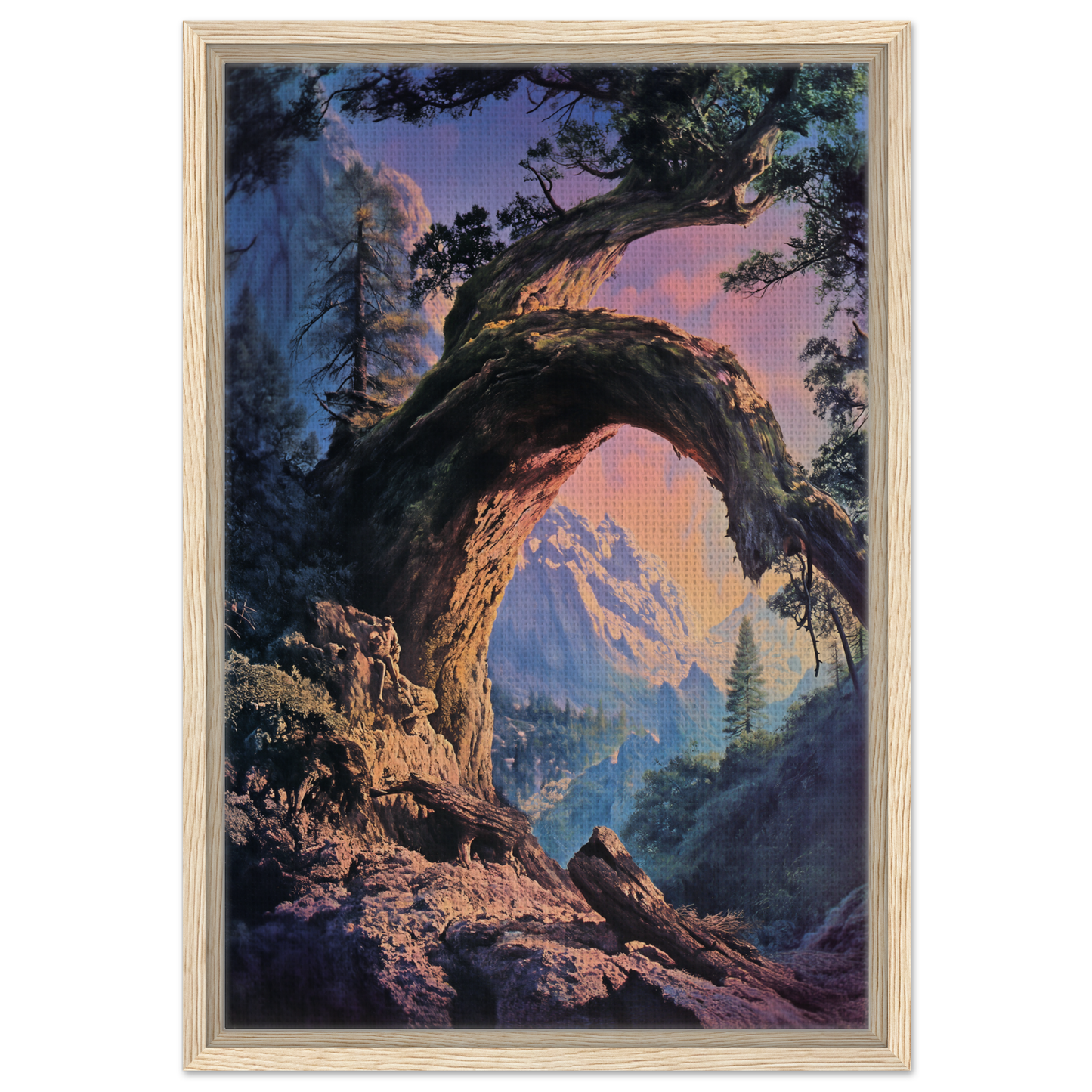 Natural rock arch framing a mountain vista, enhancing the Mist Vortex Gateway room decor