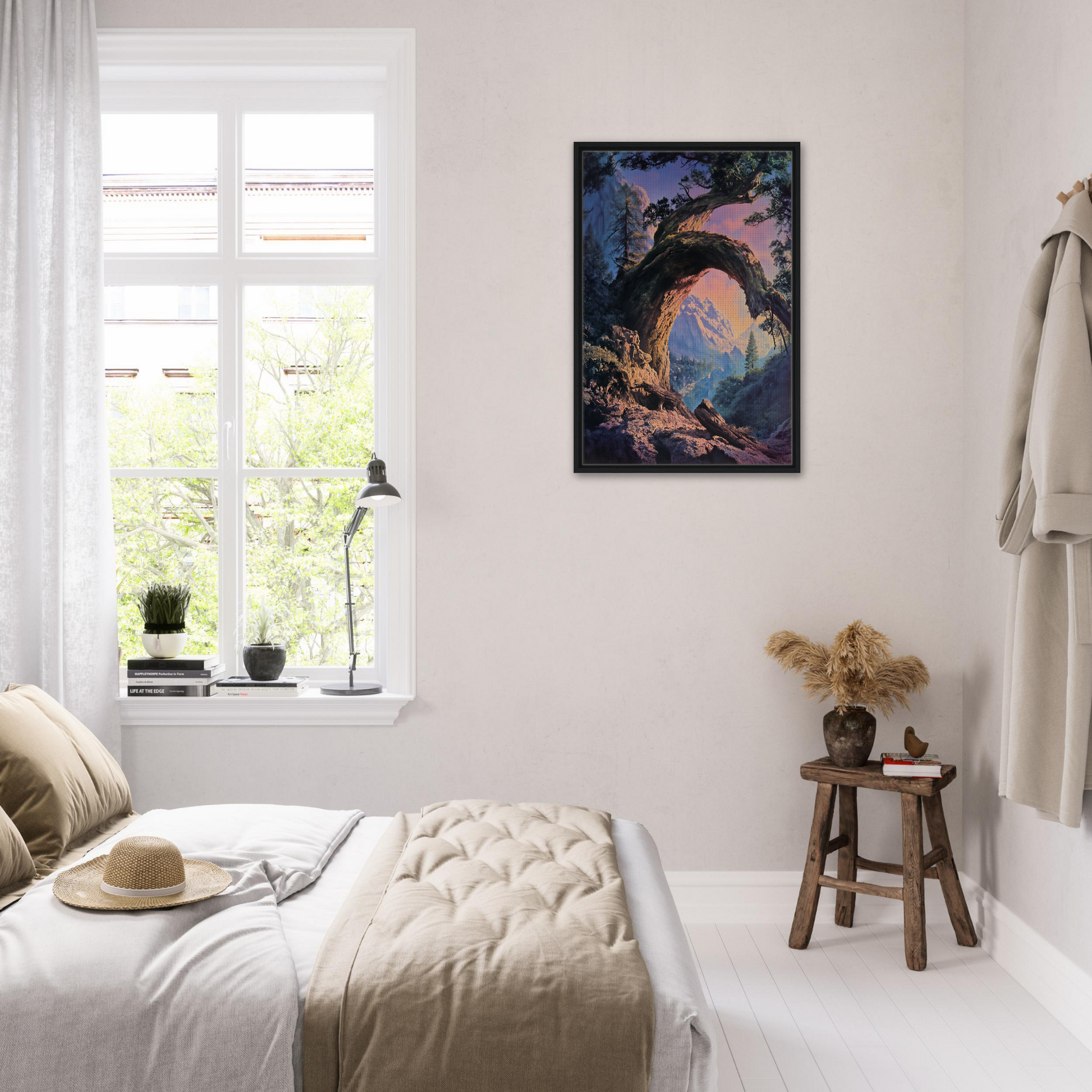 Framed canvas print of a colorful underwater scene, Mist Vortex Gateway by Fashion Oracle