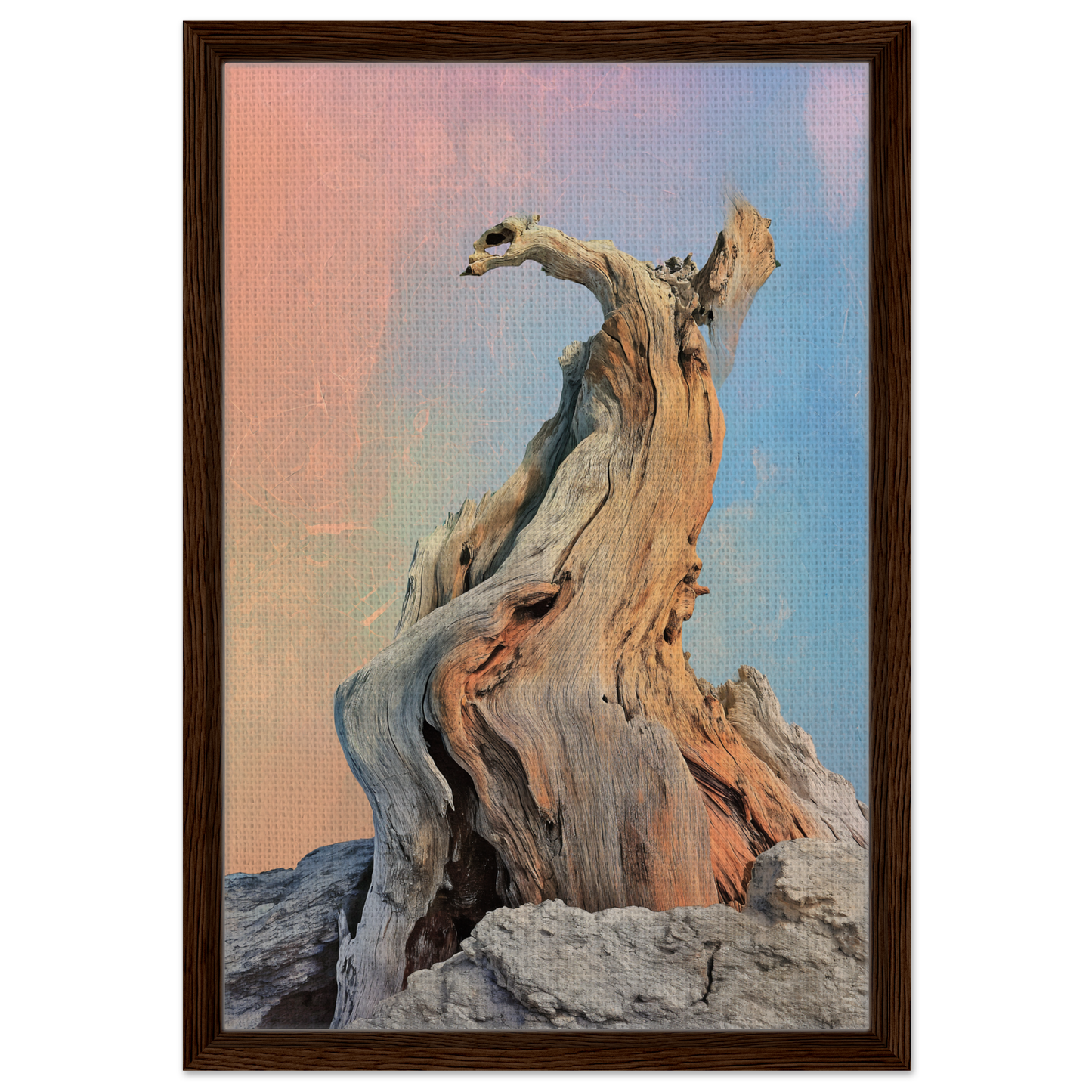 Twisted driftwood with gnarled branches, ideal for Mystic Driftwood Dream room decor