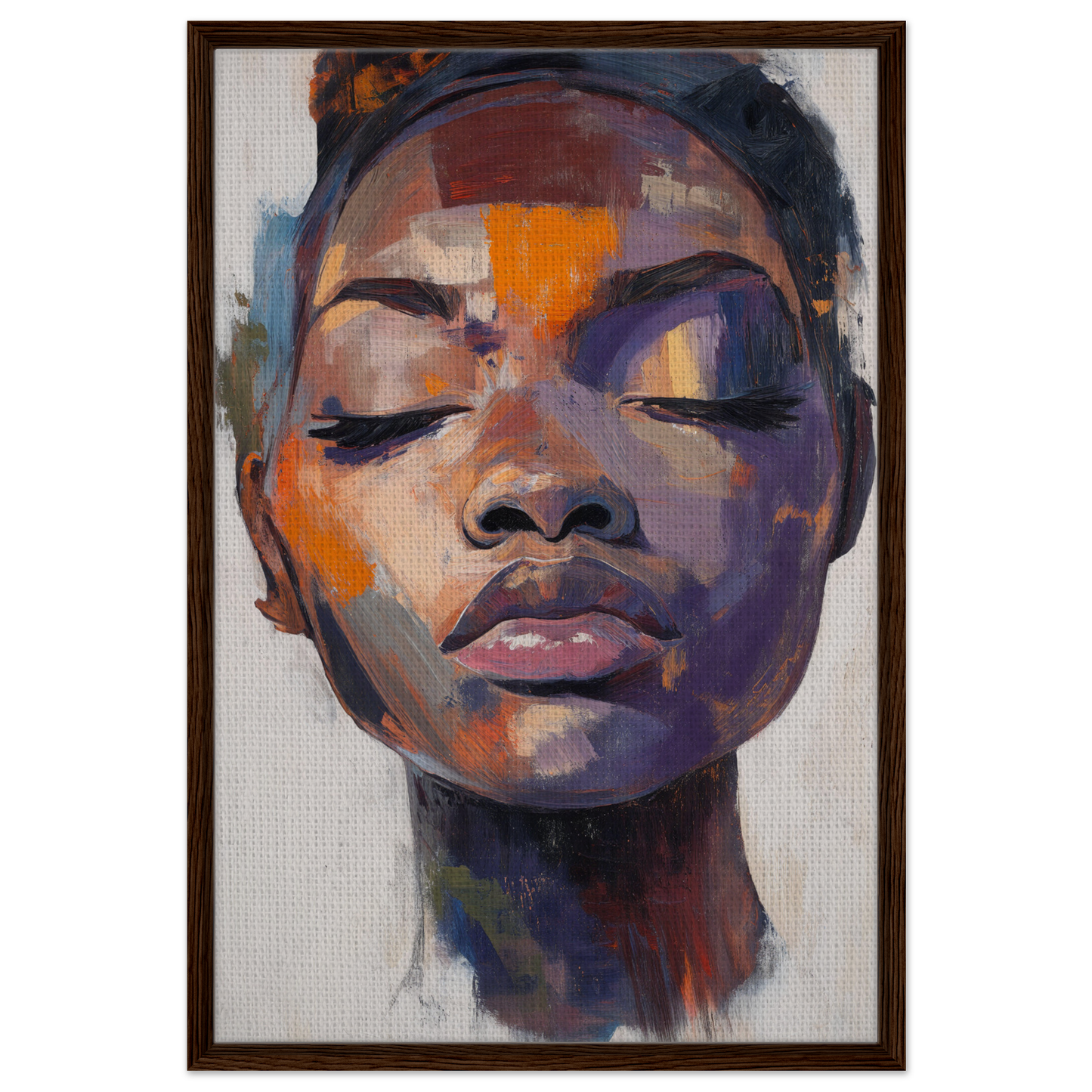 Colorful abstract portrait in Mystic Palette Reverie framed canvas print