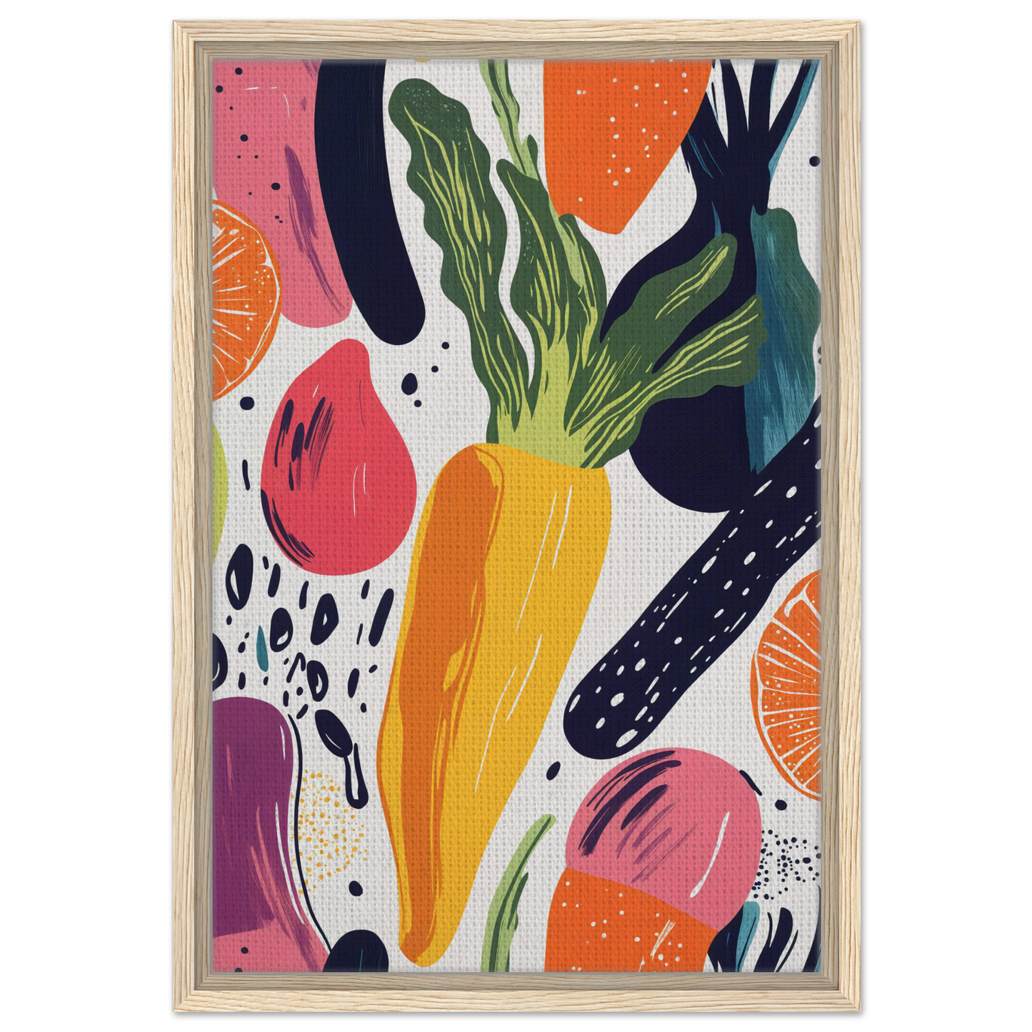 Colorful abstract painting of fruits and vegetables for Nourishment Reverberation Fields room decor