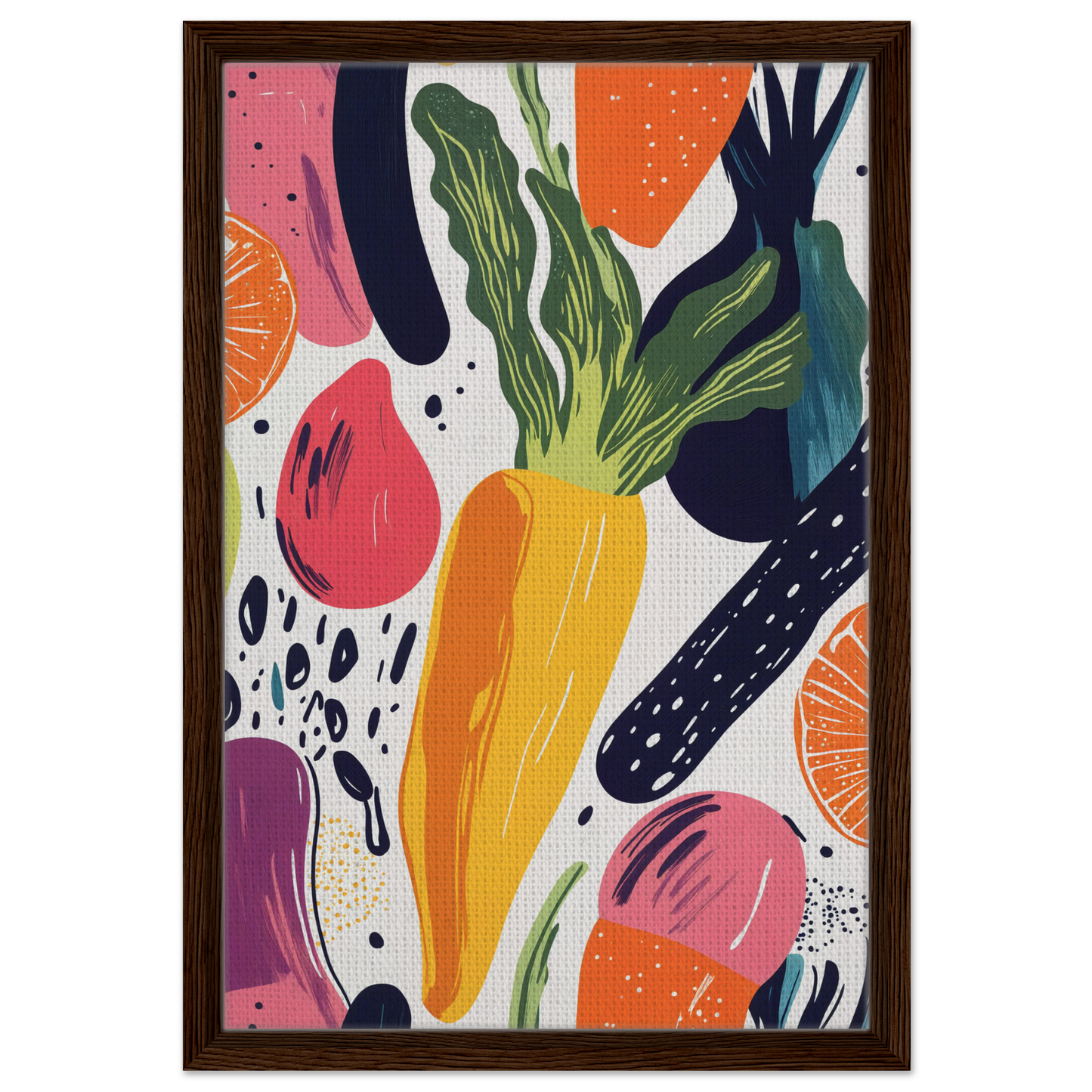 Colorful abstract painting of fruits and vegetables for Nourishment Reverberation Fields