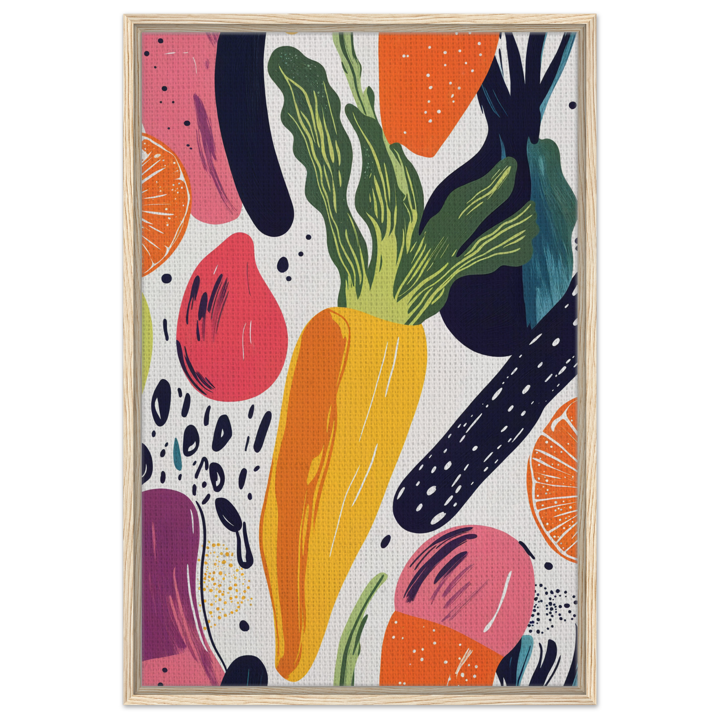 Colorful abstract painting of fruits and vegetables for Nourishment Reverberation Fields