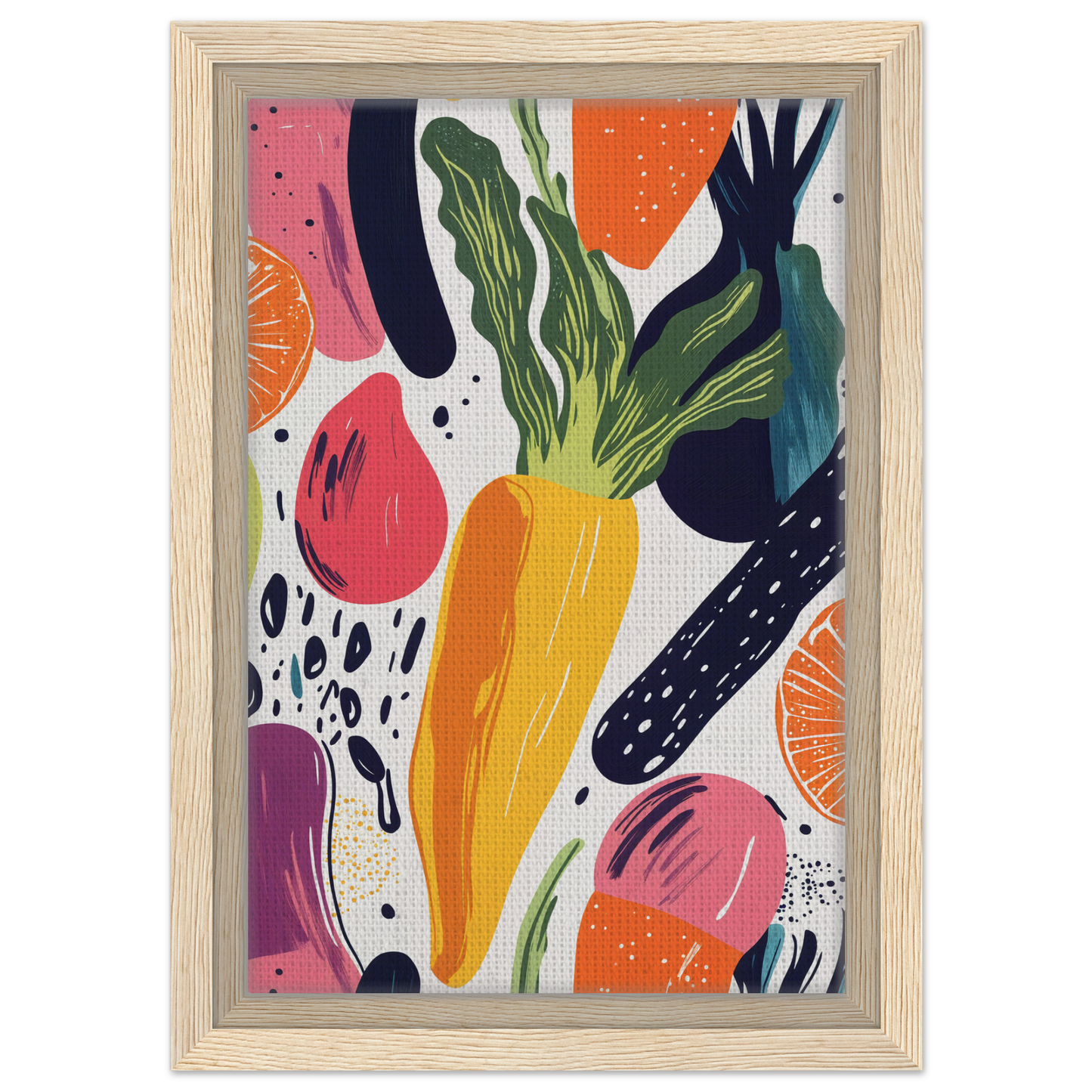 Colorful abstract painting of fruits and vegetables for Nourishment Reverberation Fields room decor