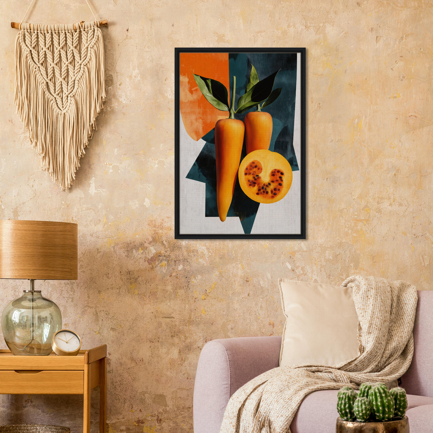 Framed artwork of butternut squash in Orange Reality Fusion for stylish room decor