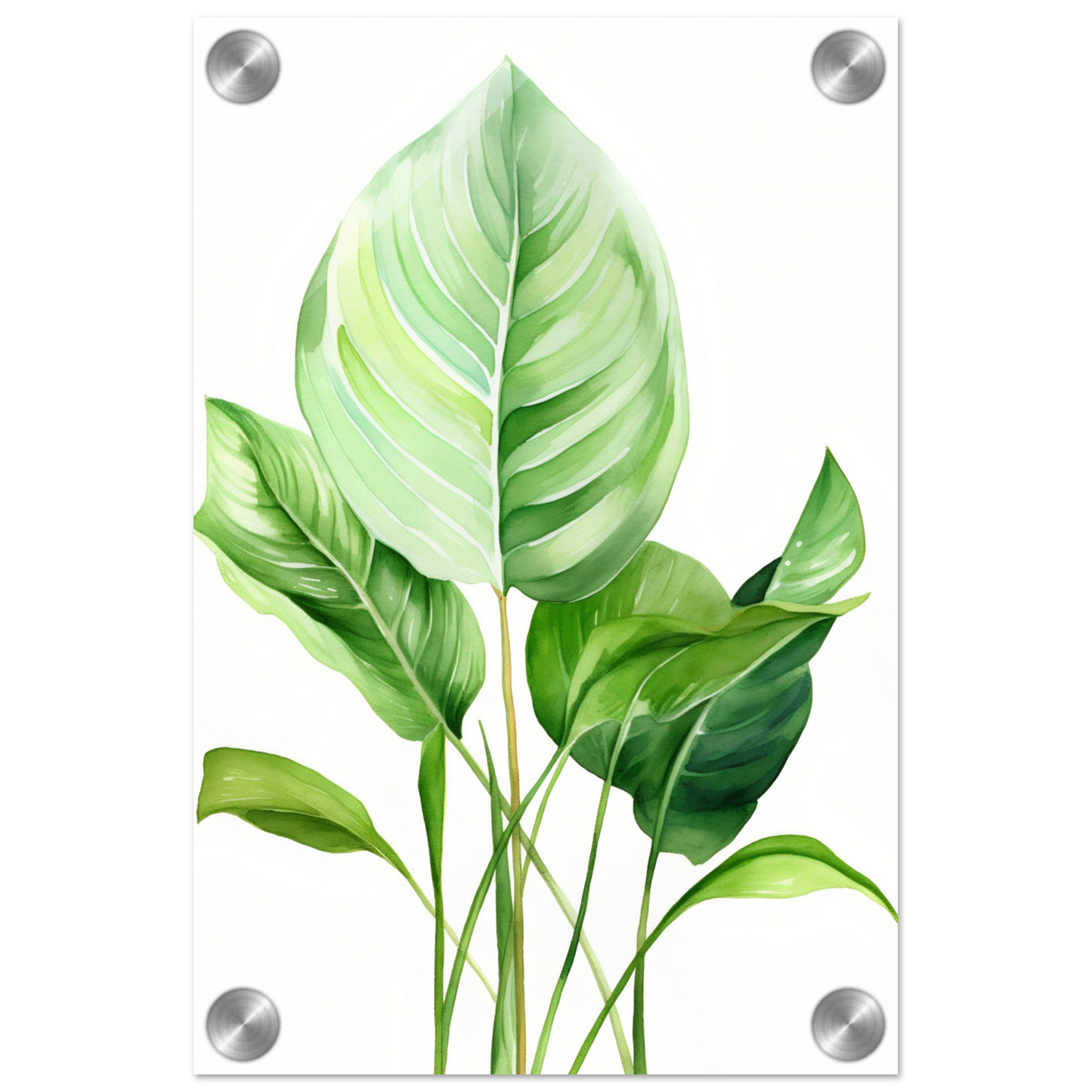 A painting of a green leaf