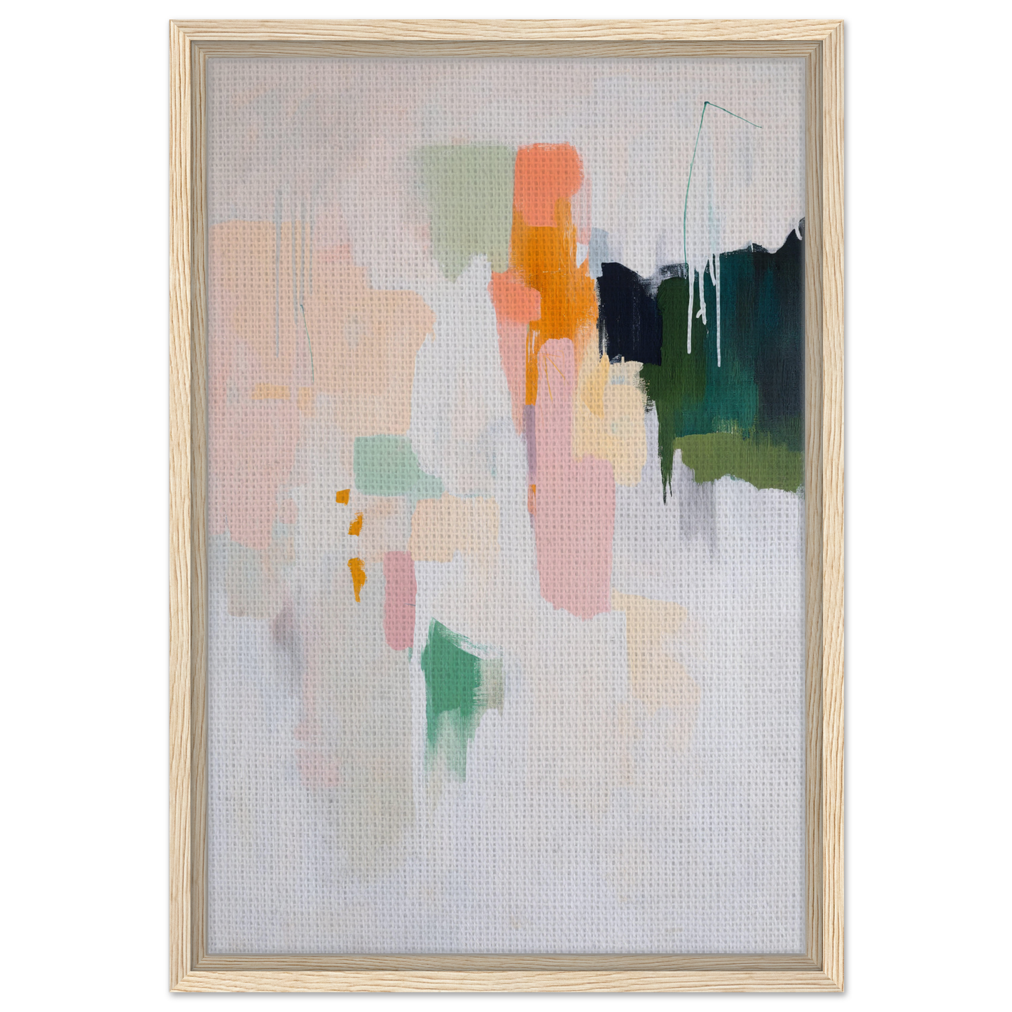 Abstract painting with pastel colors and bold brushstrokes in a Mind Symphony framed canvas print