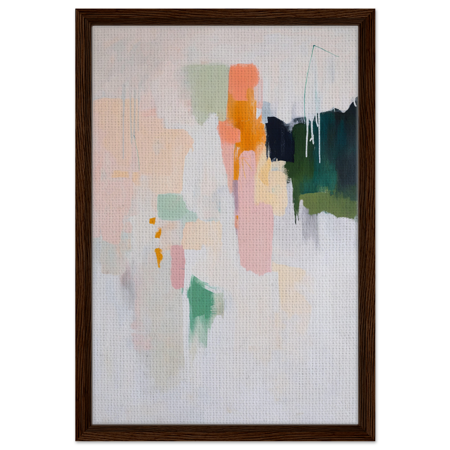 Pastel Mind Symphony abstract painting in soft colors, elegantly framed canvas print