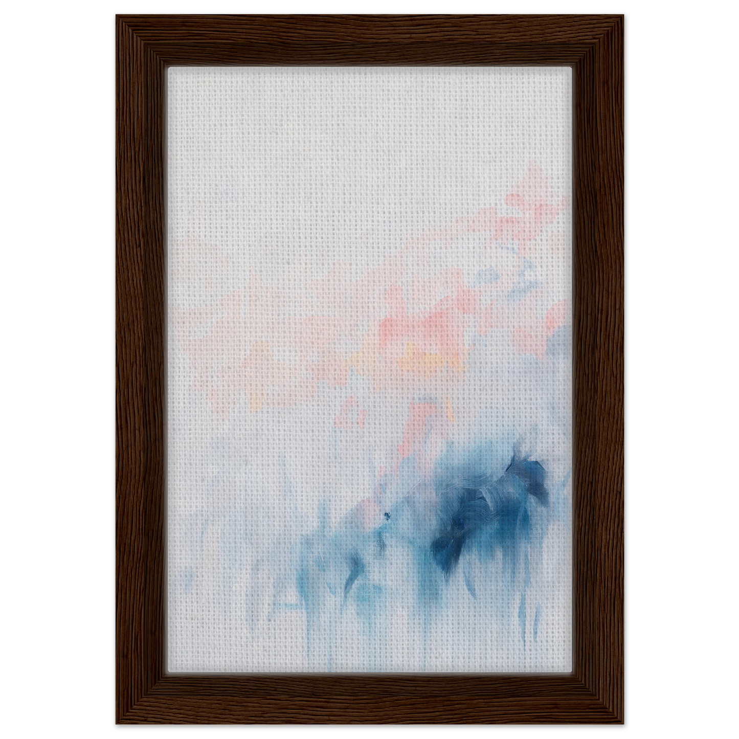 Framed canvas print of Pastel Reverie, featuring soft blue and pink watercolor hues