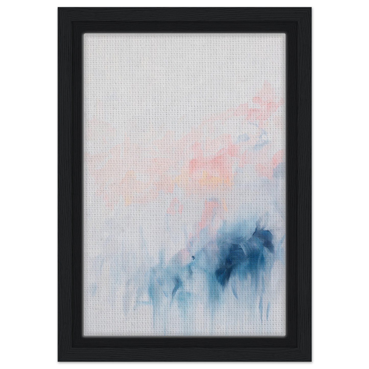 Framed canvas print of Pastel Reverie with soft pink and blue abstract watercolor design