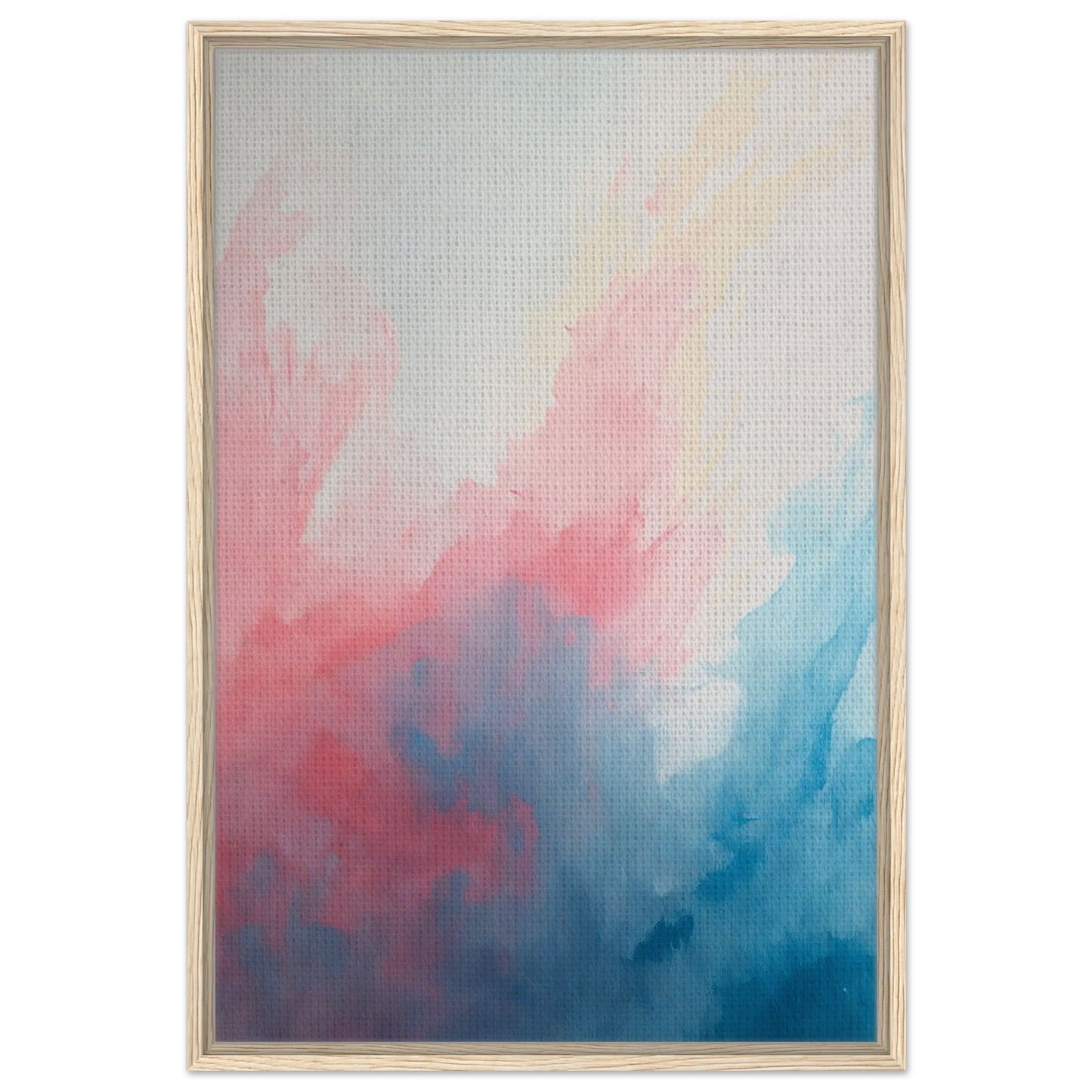 Abstract painting in soft pink, blue, and white hues for Pastel Whirl Dance room decor