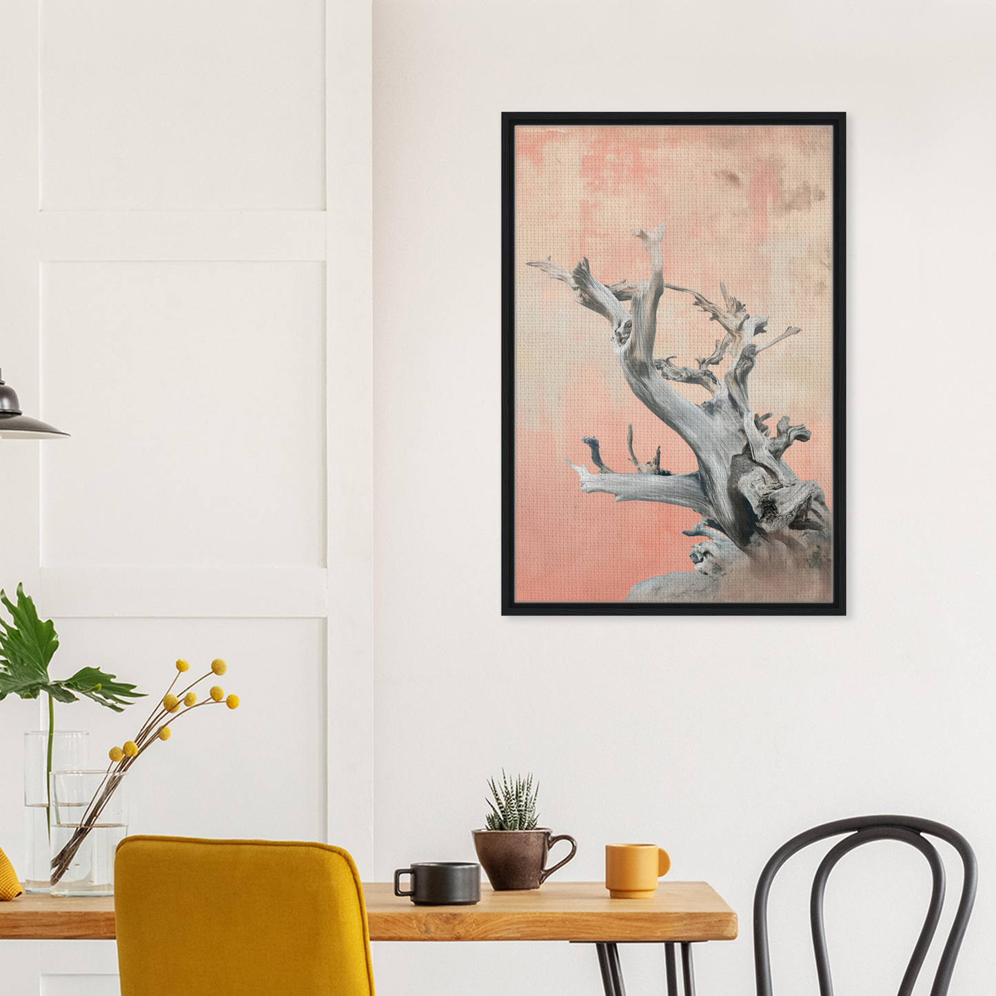 Framed canvas print of a stylized tree in pastel for Persistent Pink Lullabies