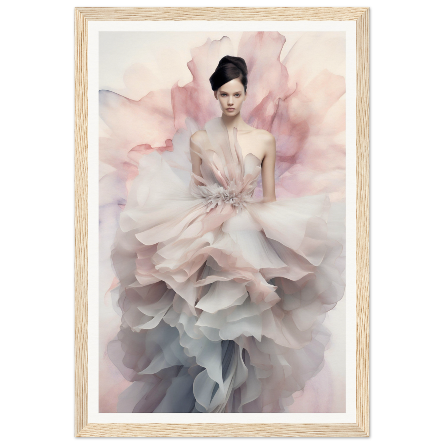 A high-quality Fashionista The Oracle Windows™ Collection poster of a woman in a pink dress, perfect for transforming your space and hanging on your wall.