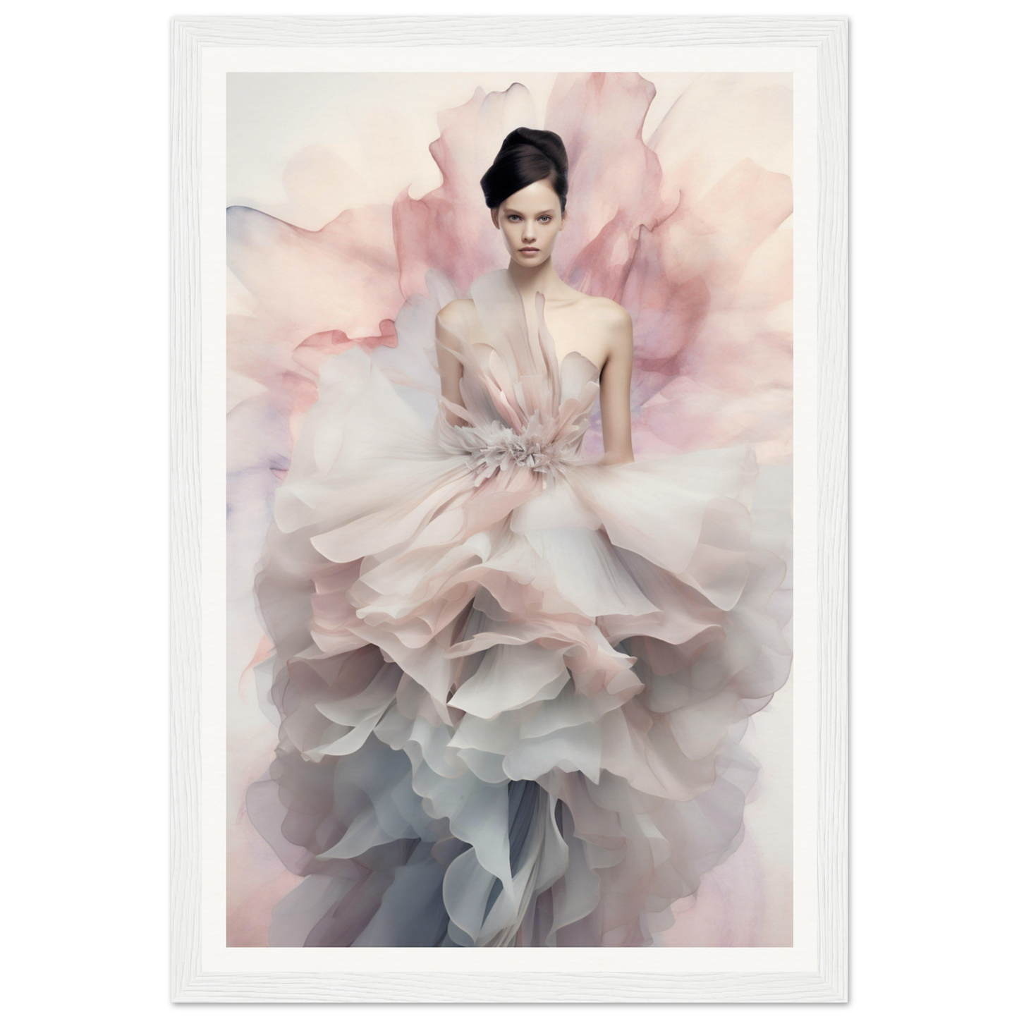 A high-quality Fashionista The Oracle Windows™ Collection poster of a woman in a pink dress, perfect for transforming your space and hanging on your wall.