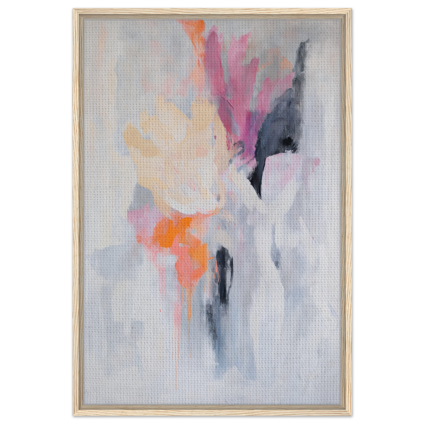 Abstract painting with pastel colors in Petal-Loom Murmurs framed canvas print
