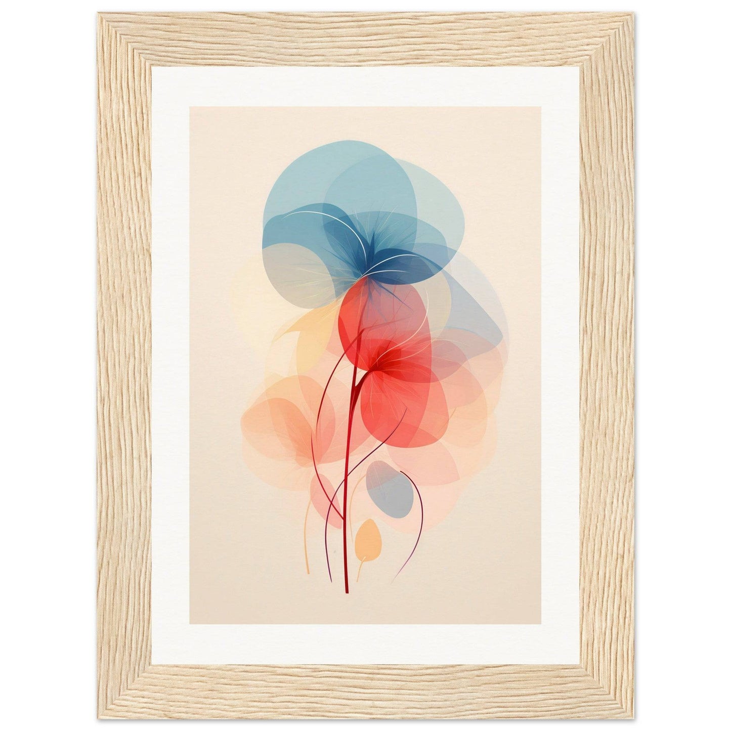 Abstract watercolor painting of overlapping translucent shapes resembling flowers or balloons.