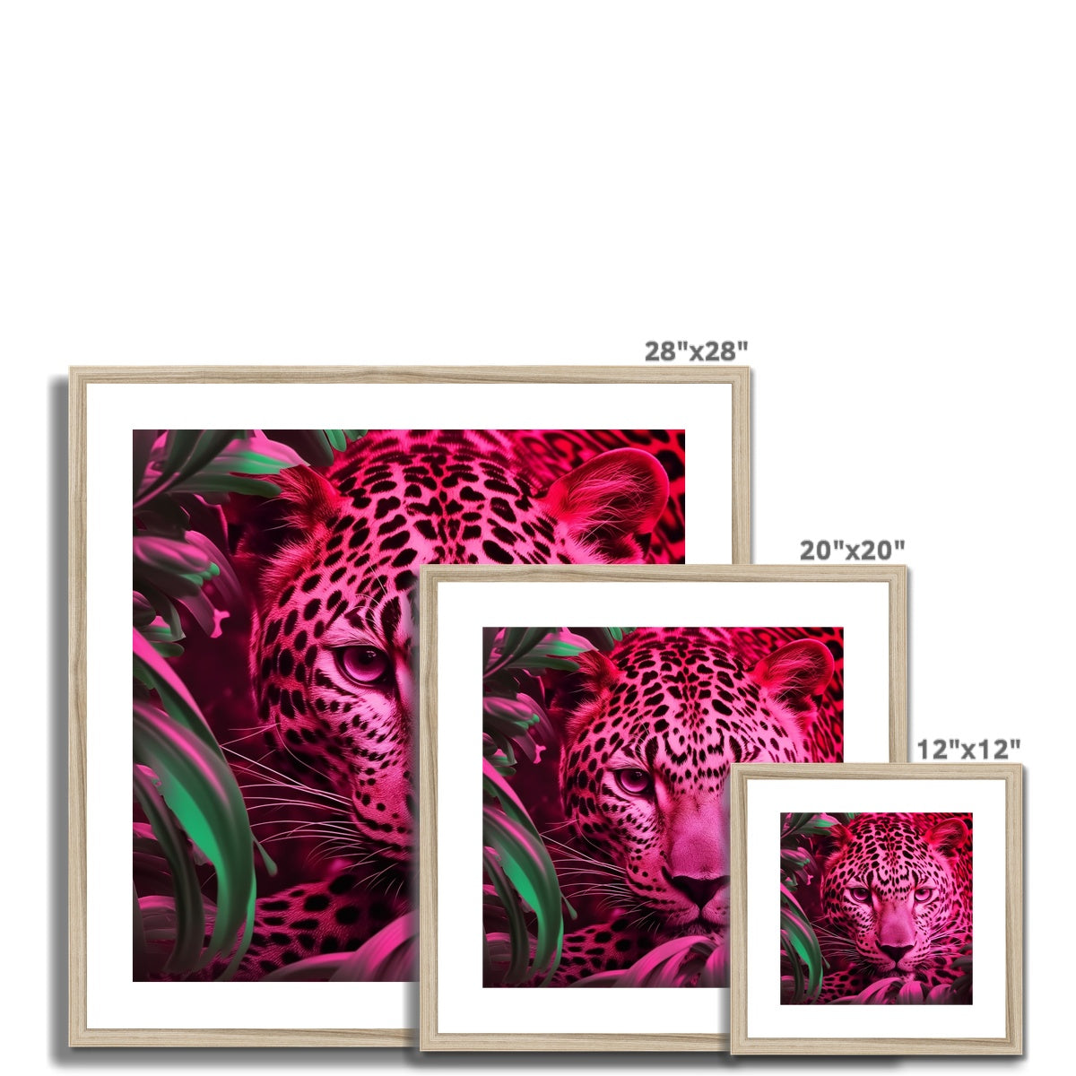 A picture of a pink leopard in a jungle with a green plant