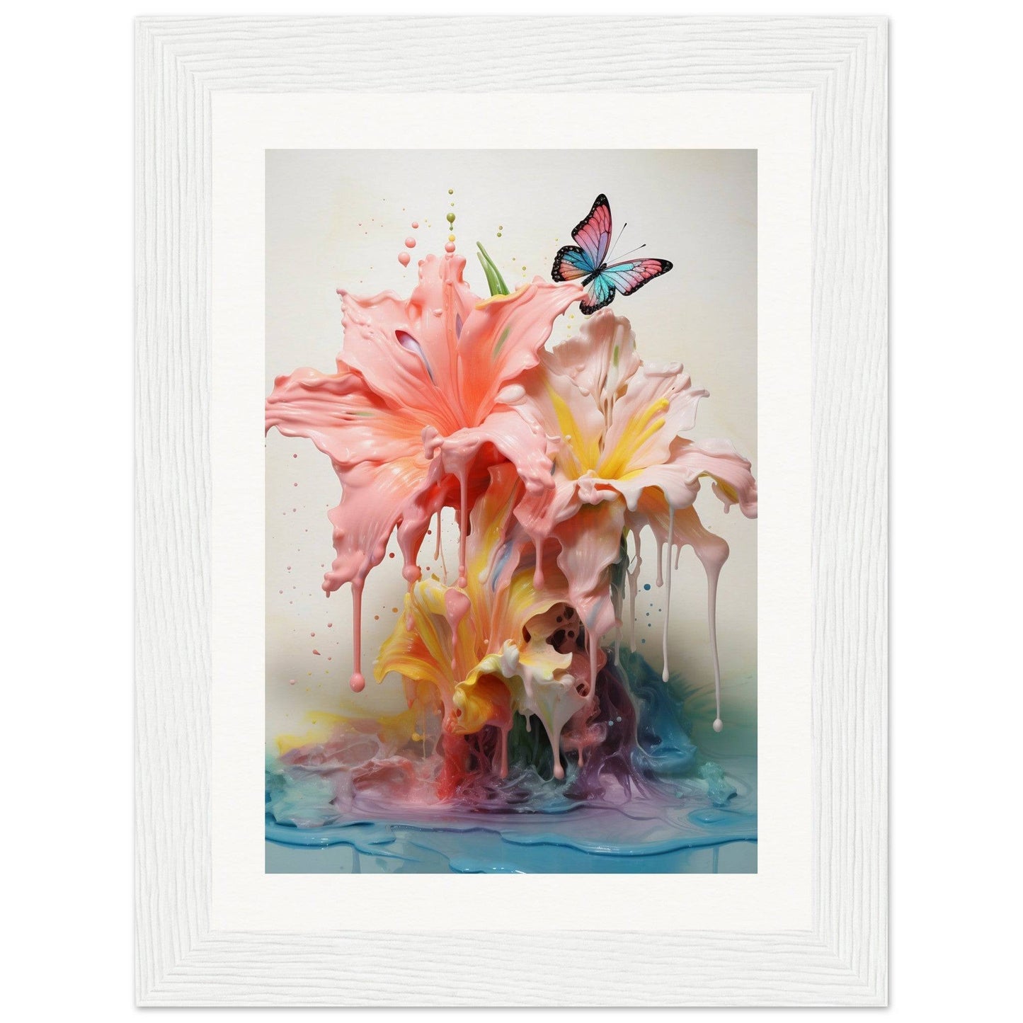 A pink flower with a butterfly on it