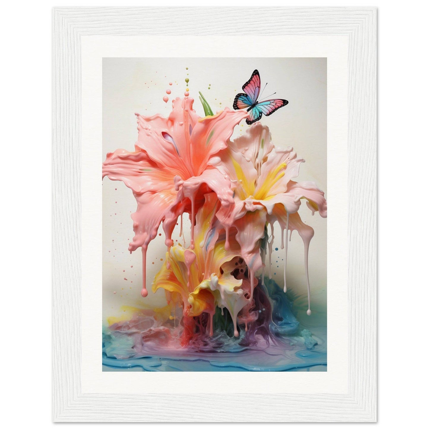 A pink flower with a butterfly on it