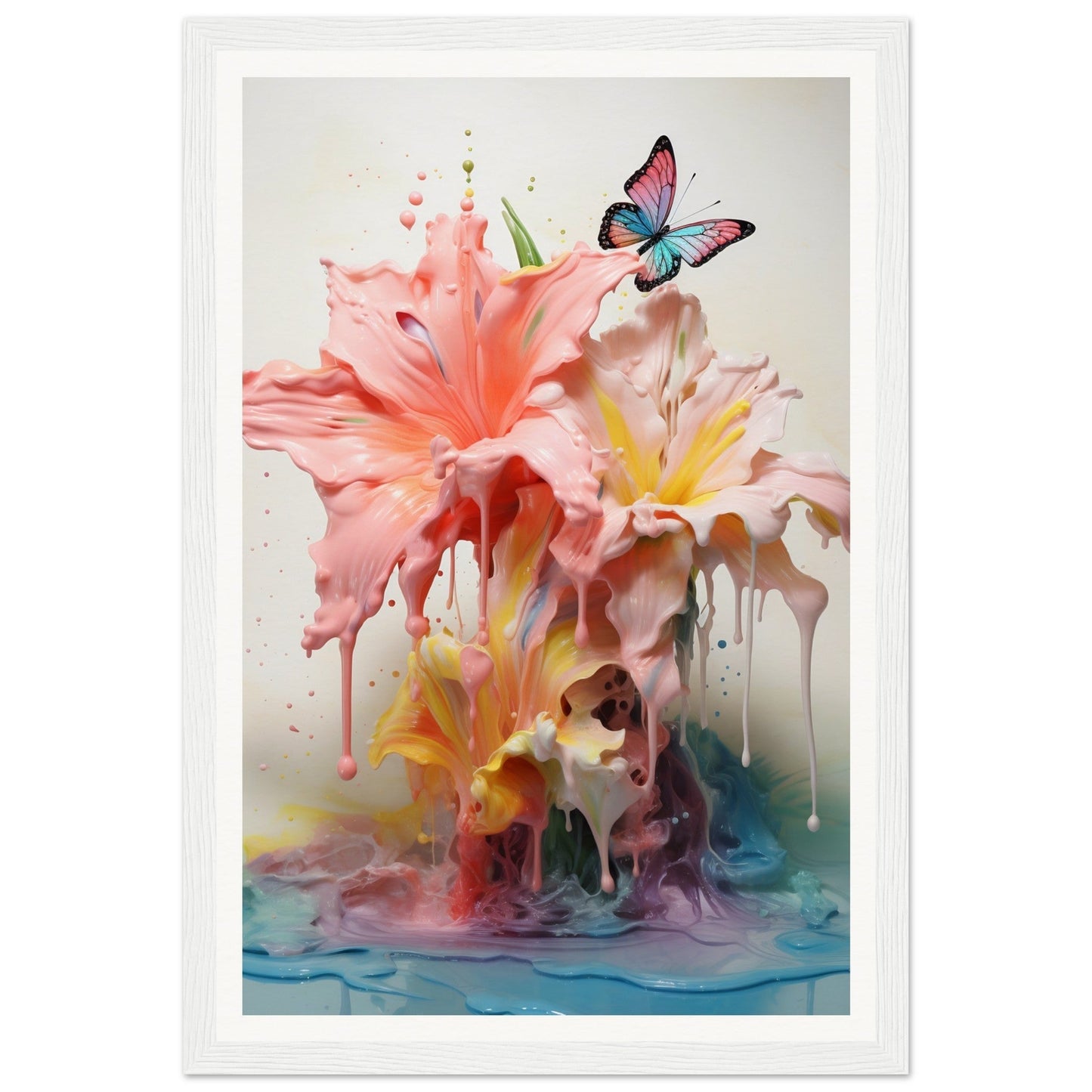 A pink flower with a butterfly on it