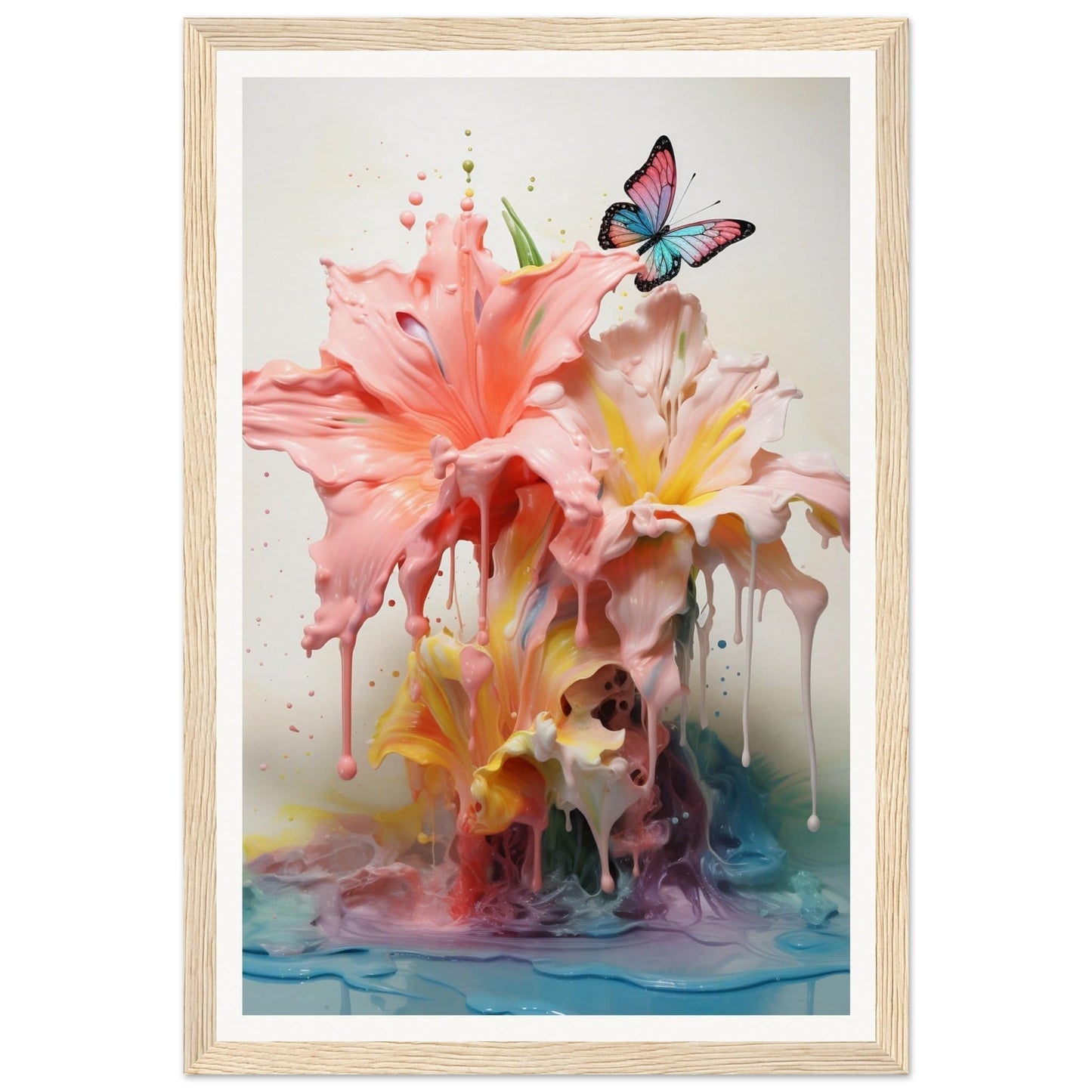 A pink flower with a butterfly on it