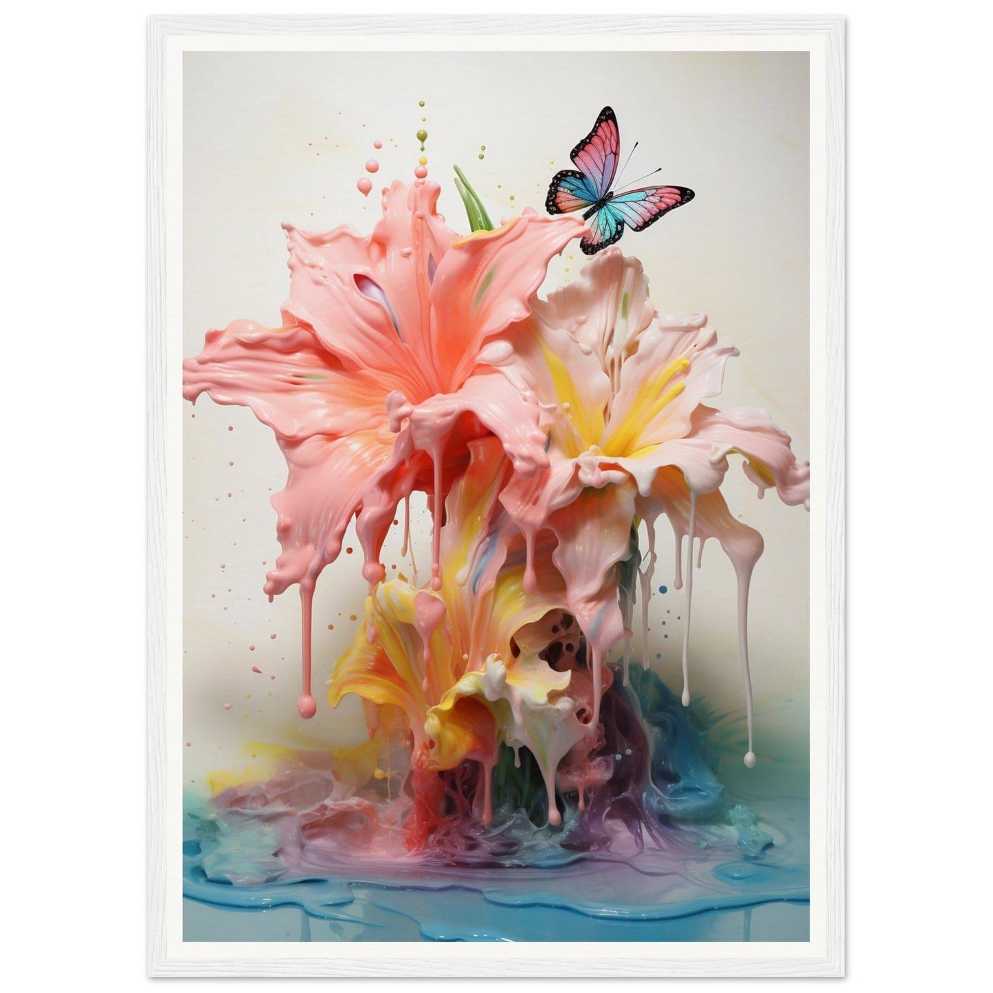 A pink flower with a butterfly on it