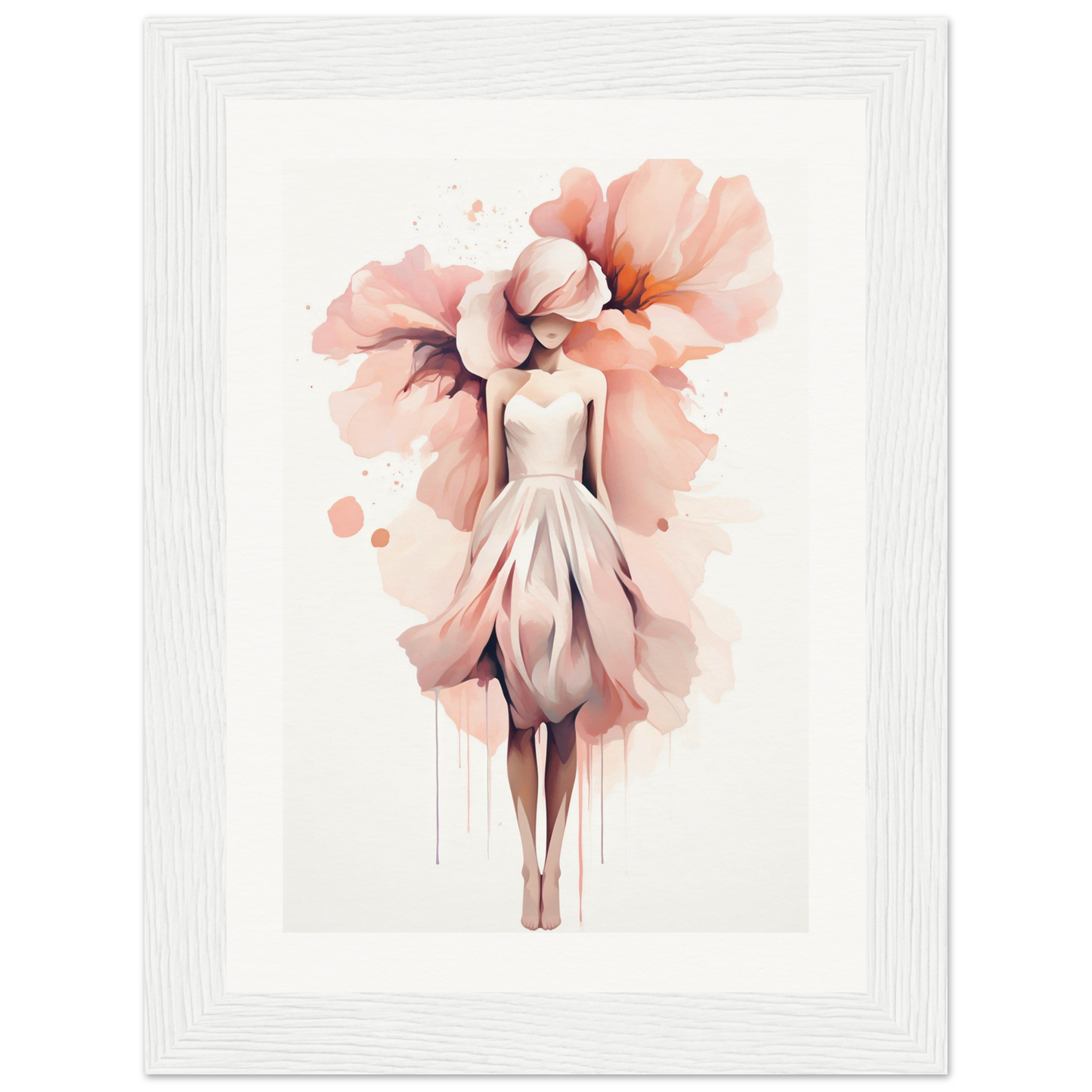 A pink flower in a white frame