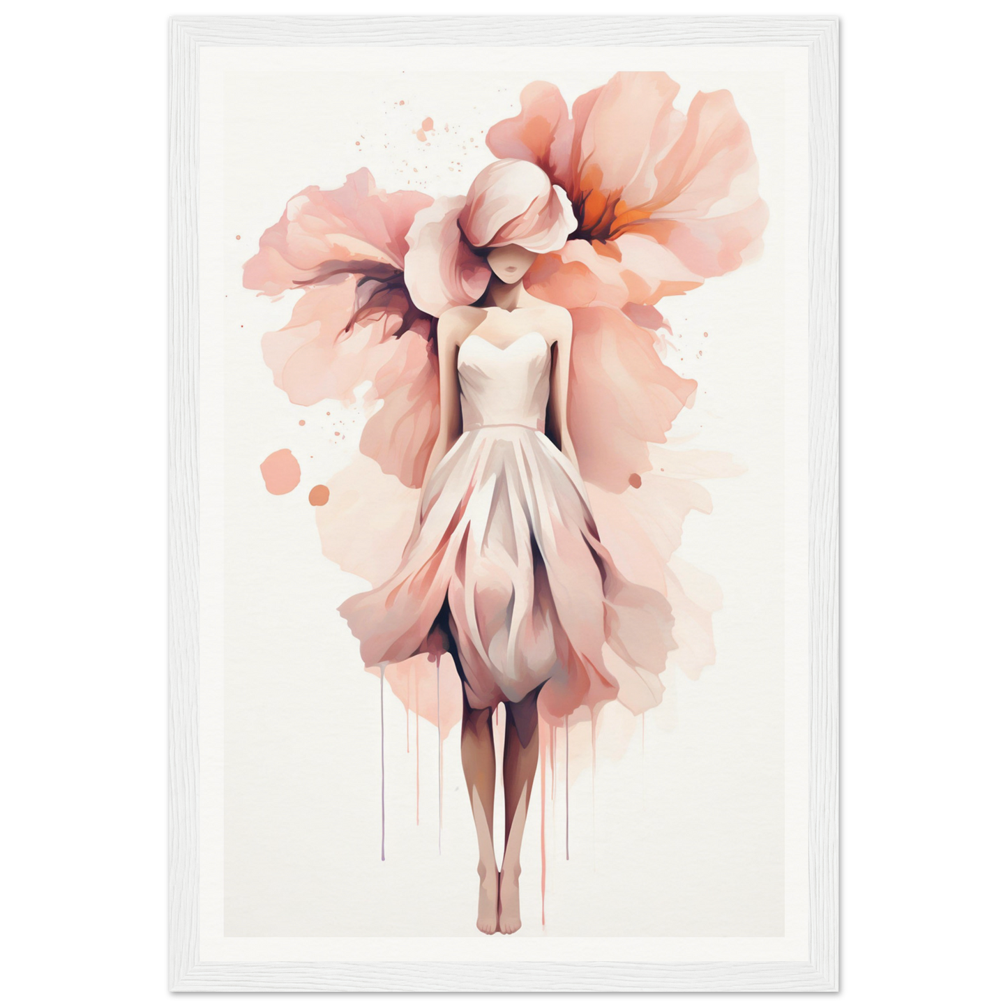 A pink flower in a white frame