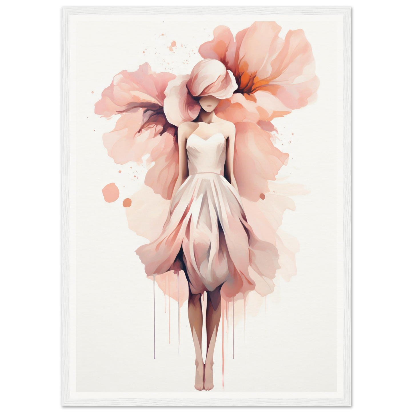 A pink flower in a white frame