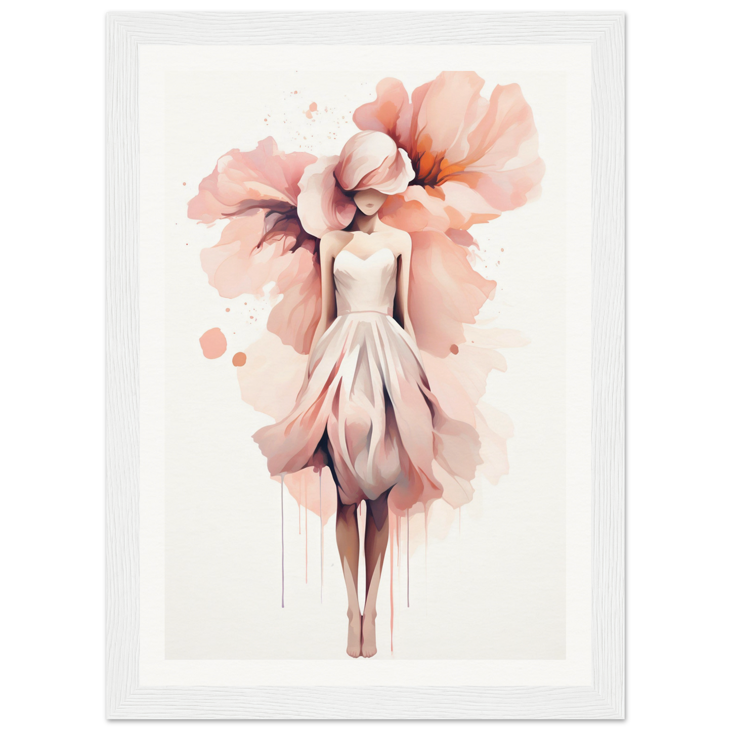 A pink flower in a white frame