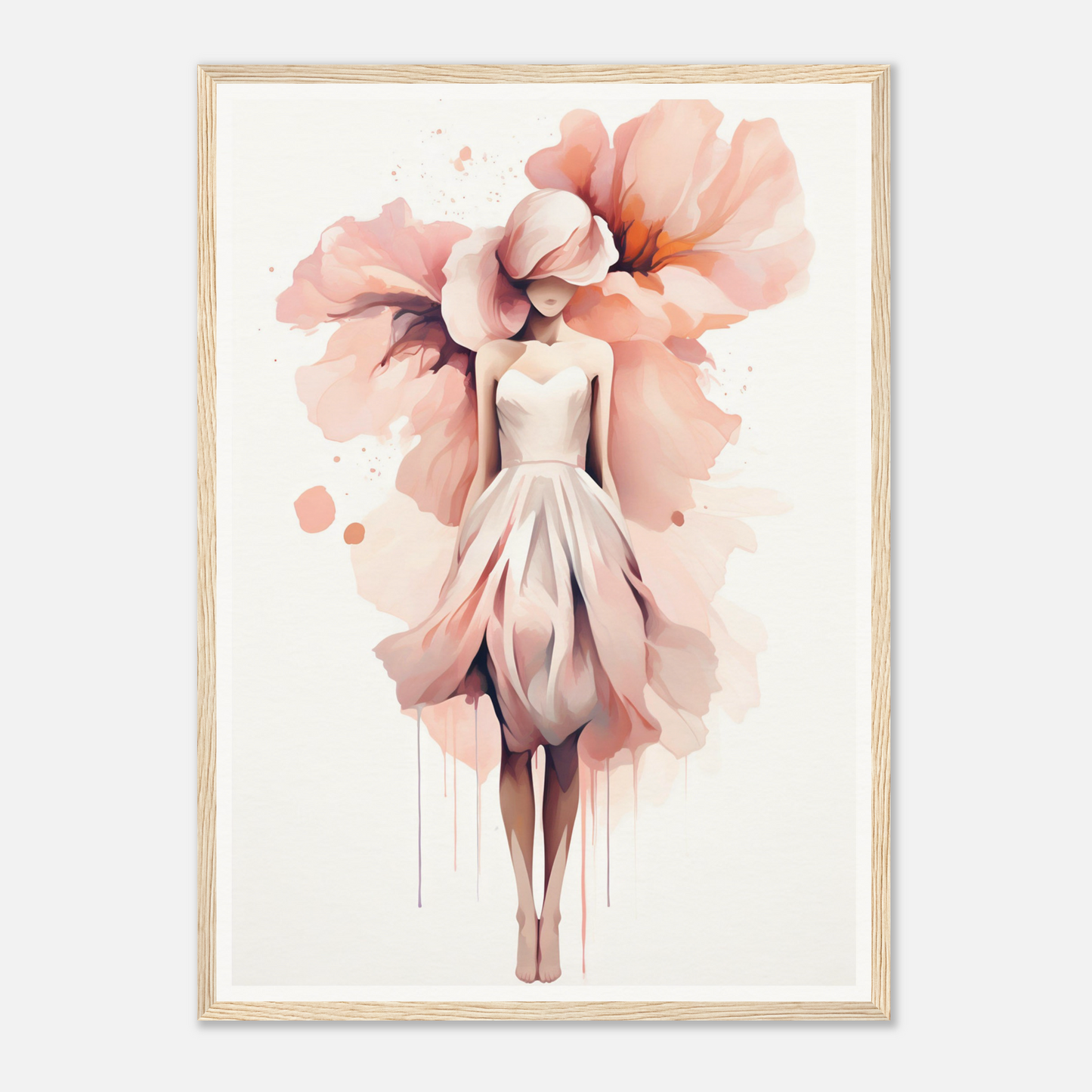 A pink flower in a white frame