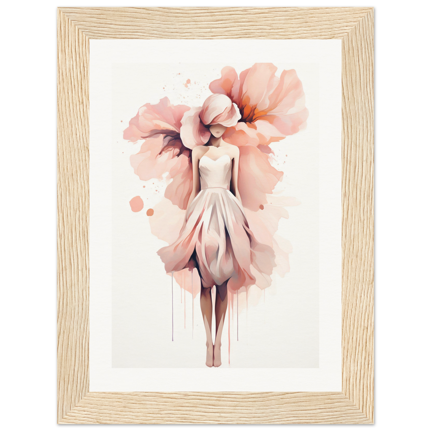 A pink flower in a wooden frame