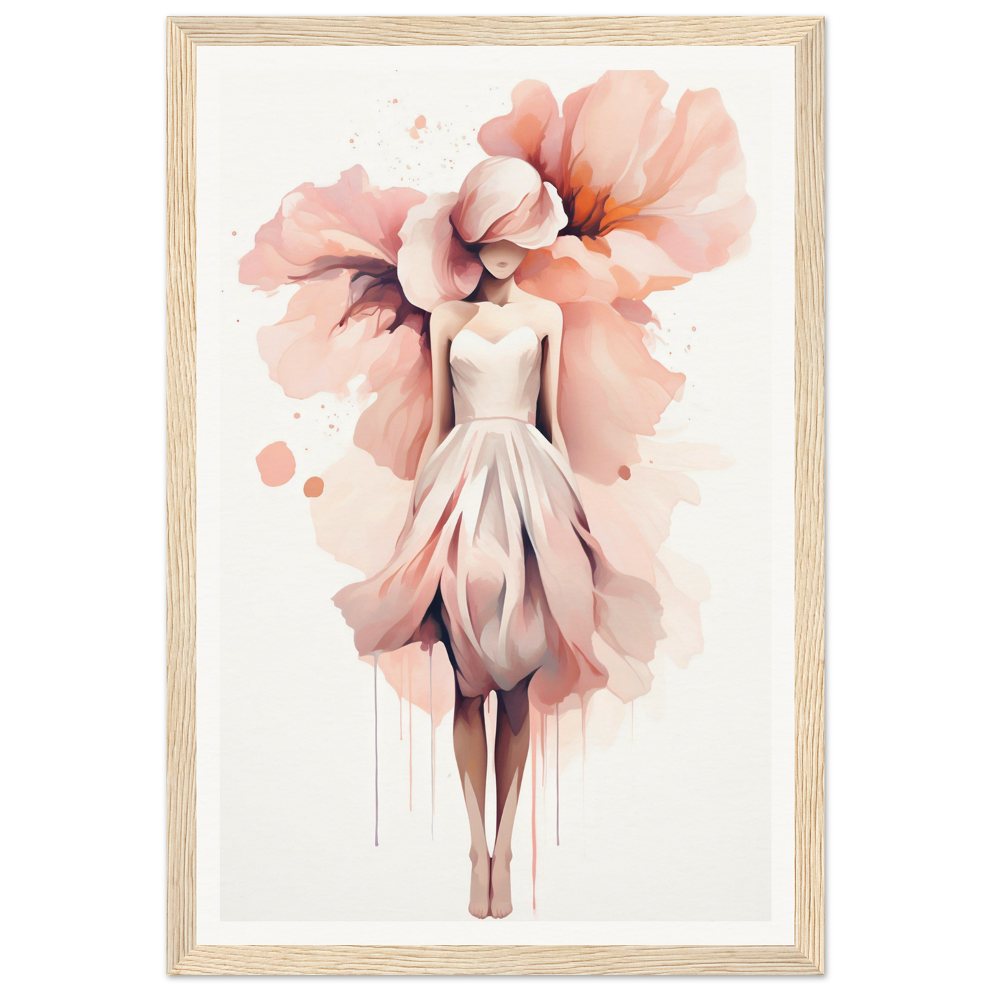 A pink flower in a wooden frame